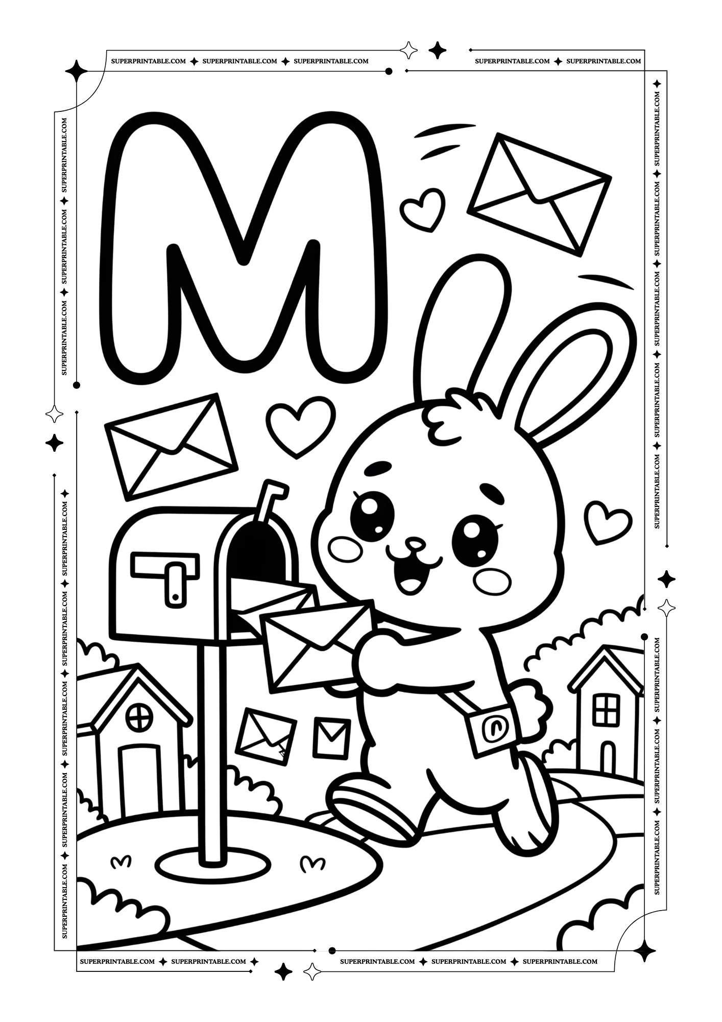 Rabbit Alphabet Coloring Pages 13