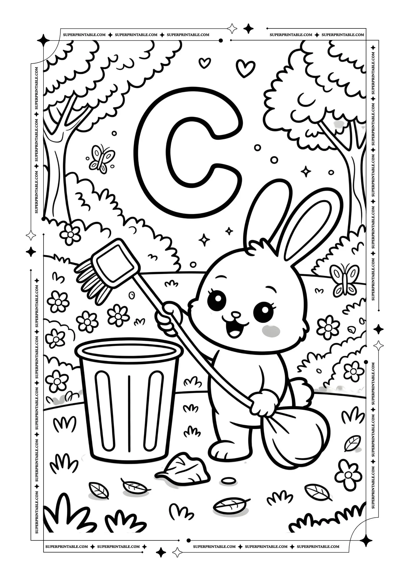 Rabbit Alphabet Coloring Pages 3