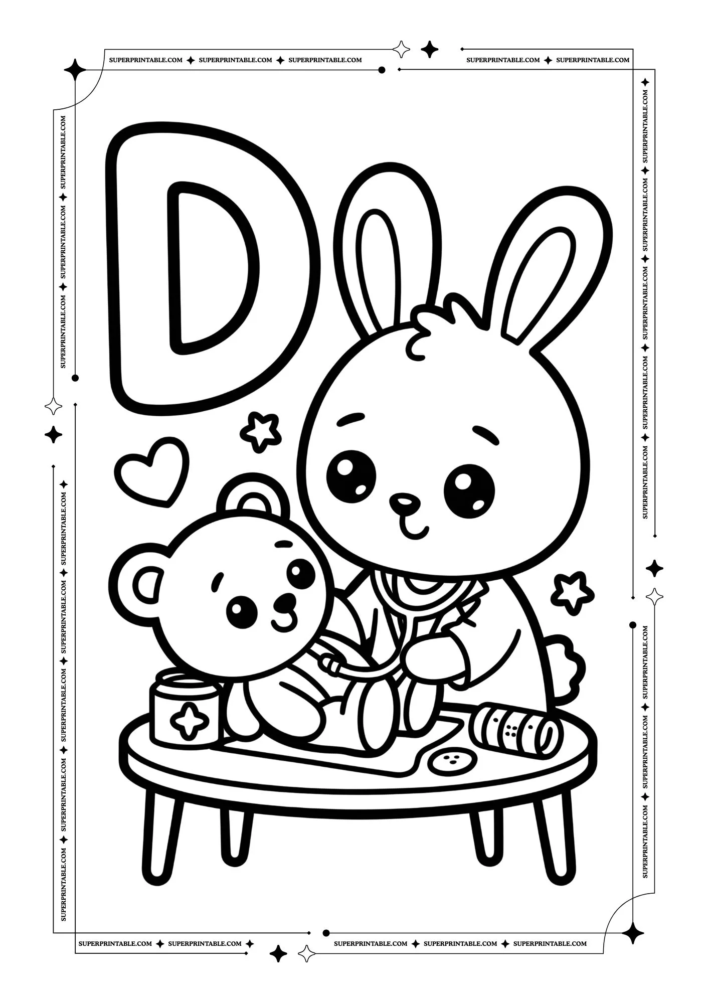 Rabbit Alphabet Coloring Pages 4