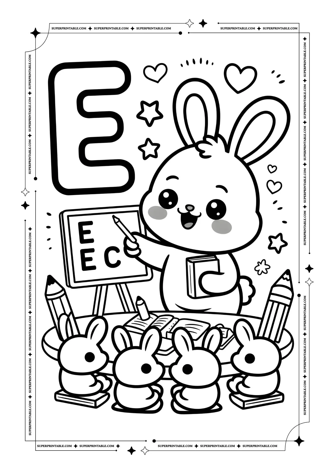 Rabbit Alphabet Coloring Pages 5