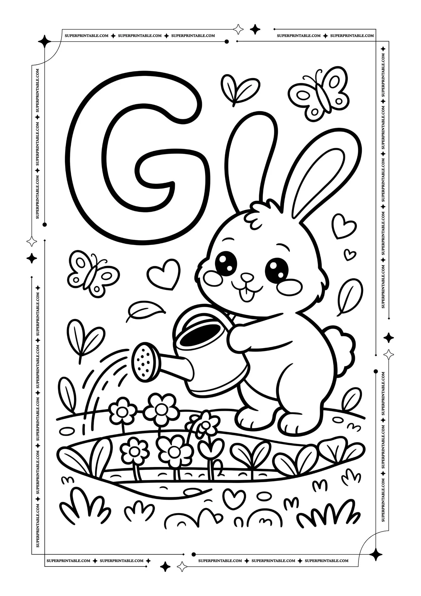 Rabbit Alphabet Coloring Pages 7