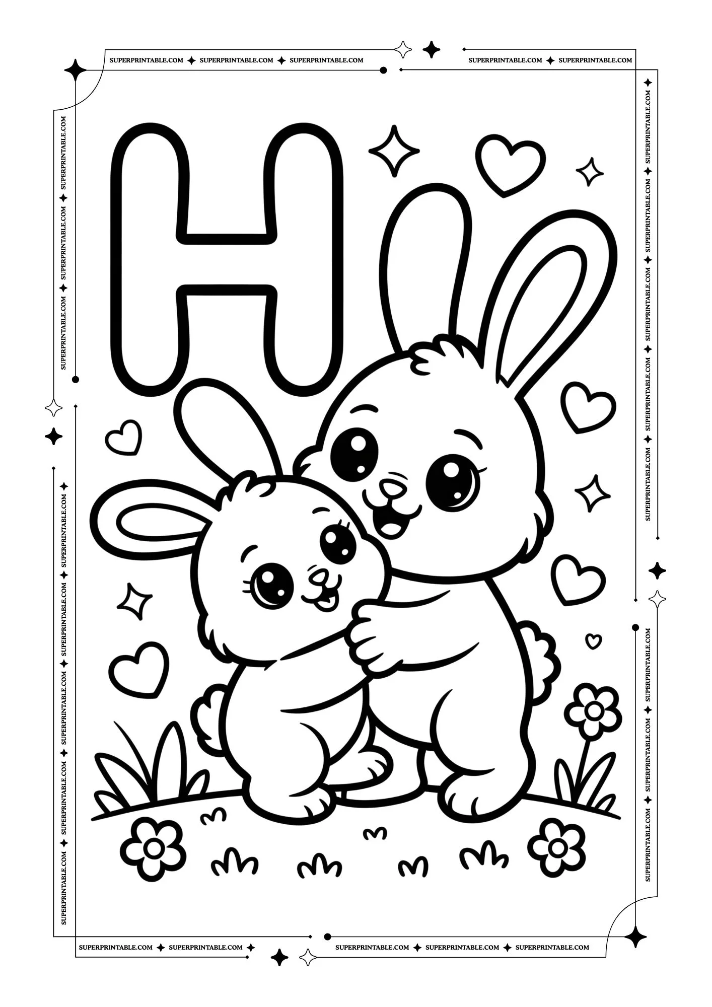 Rabbit Alphabet Coloring Pages 8