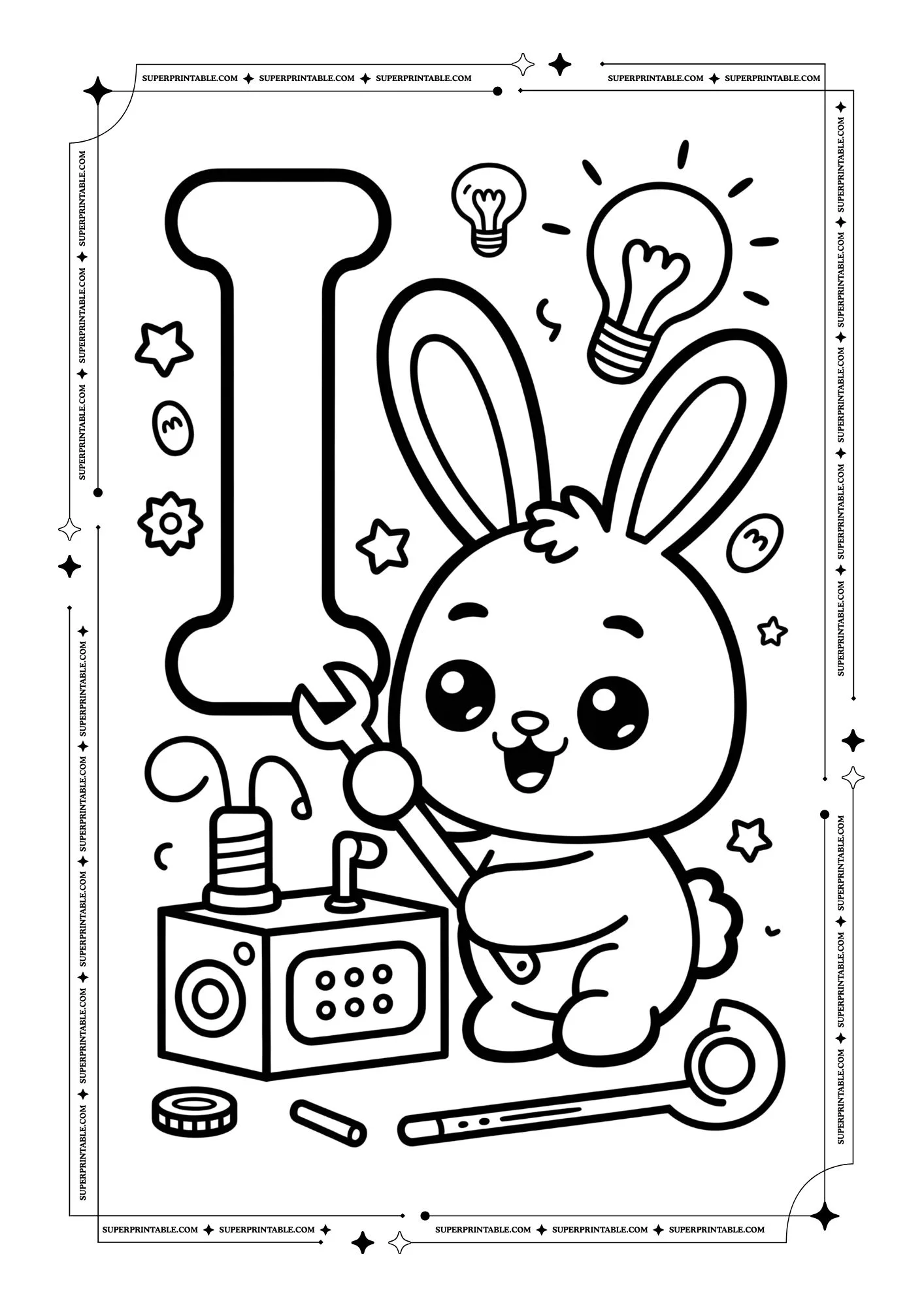 Rabbit Alphabet Coloring Pages 9