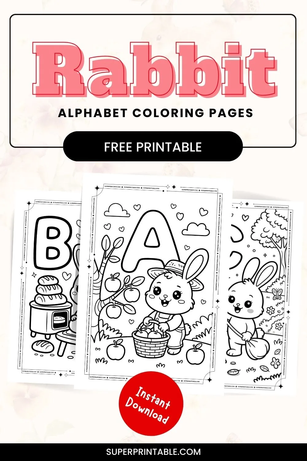 Rabbit Alphabet Coloring Pages Pinterest Image