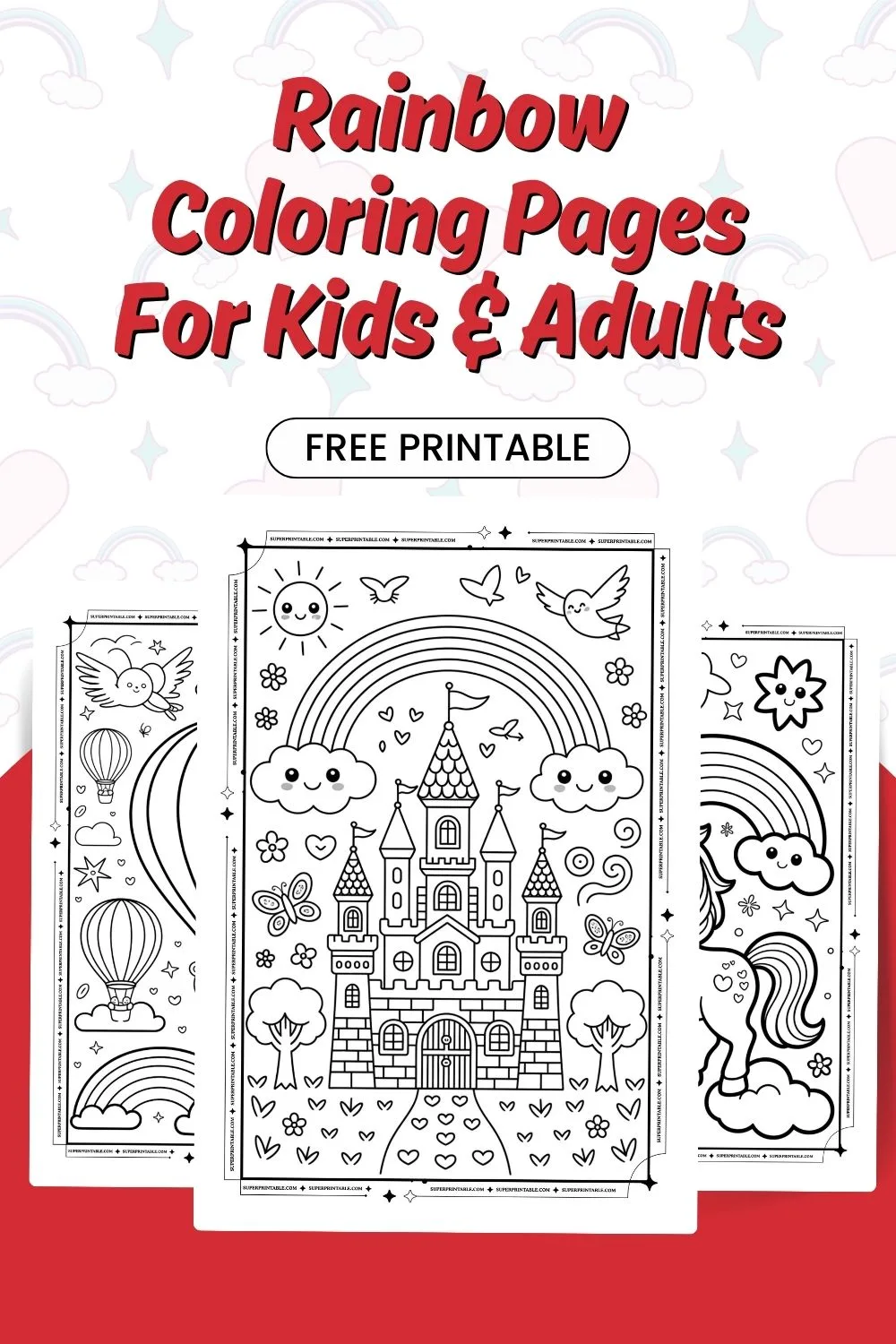 Rainbow Coloring Pages For Kids & Adults Pinterest Image