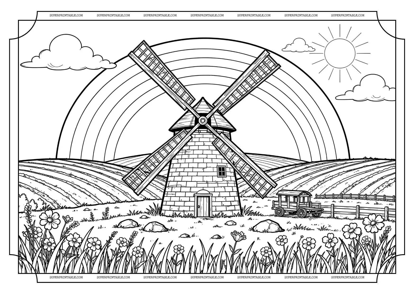 Rainbows and Unicorn Coloring Pages 2