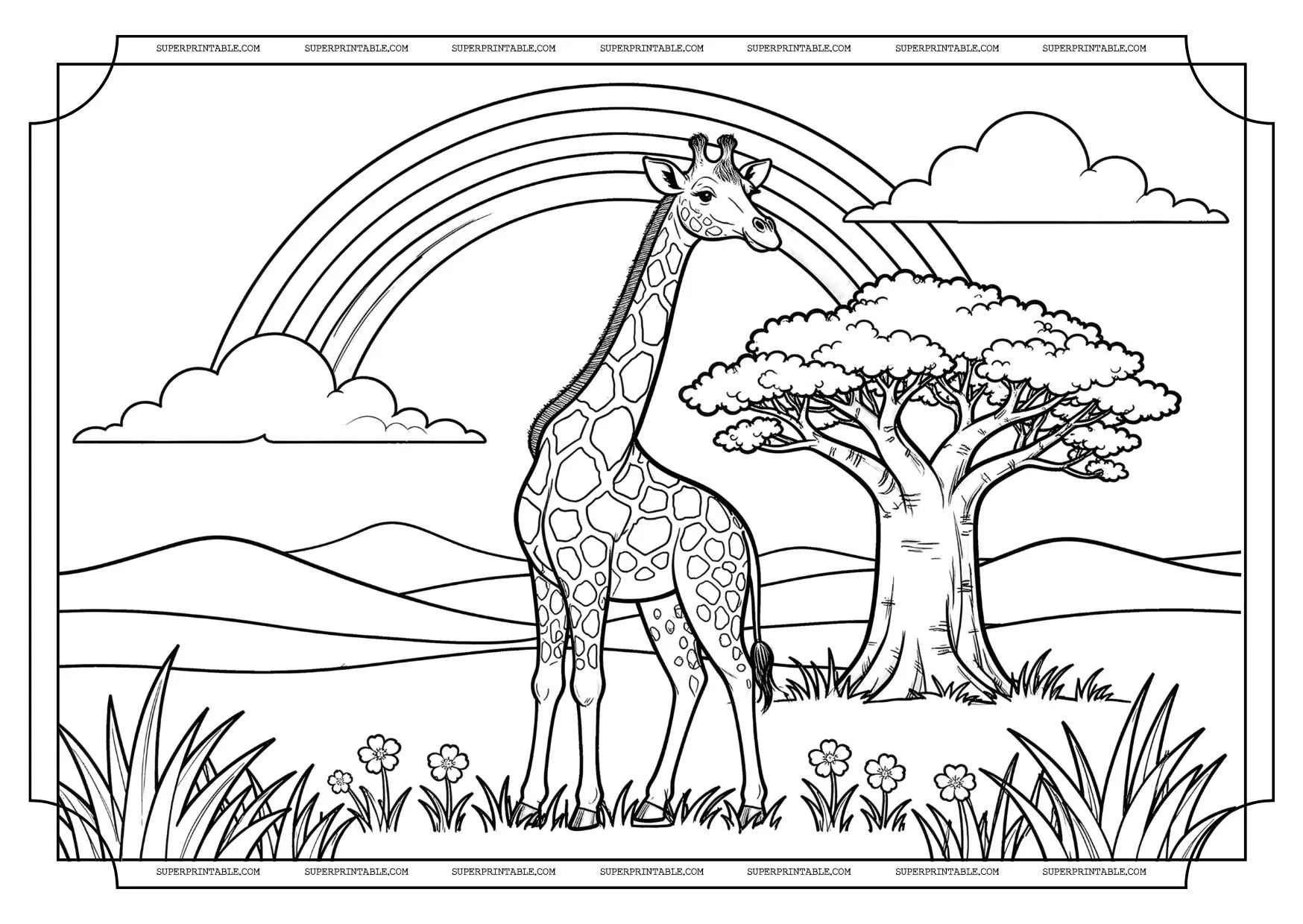 Rainbows and Unicorn Coloring Pages 4