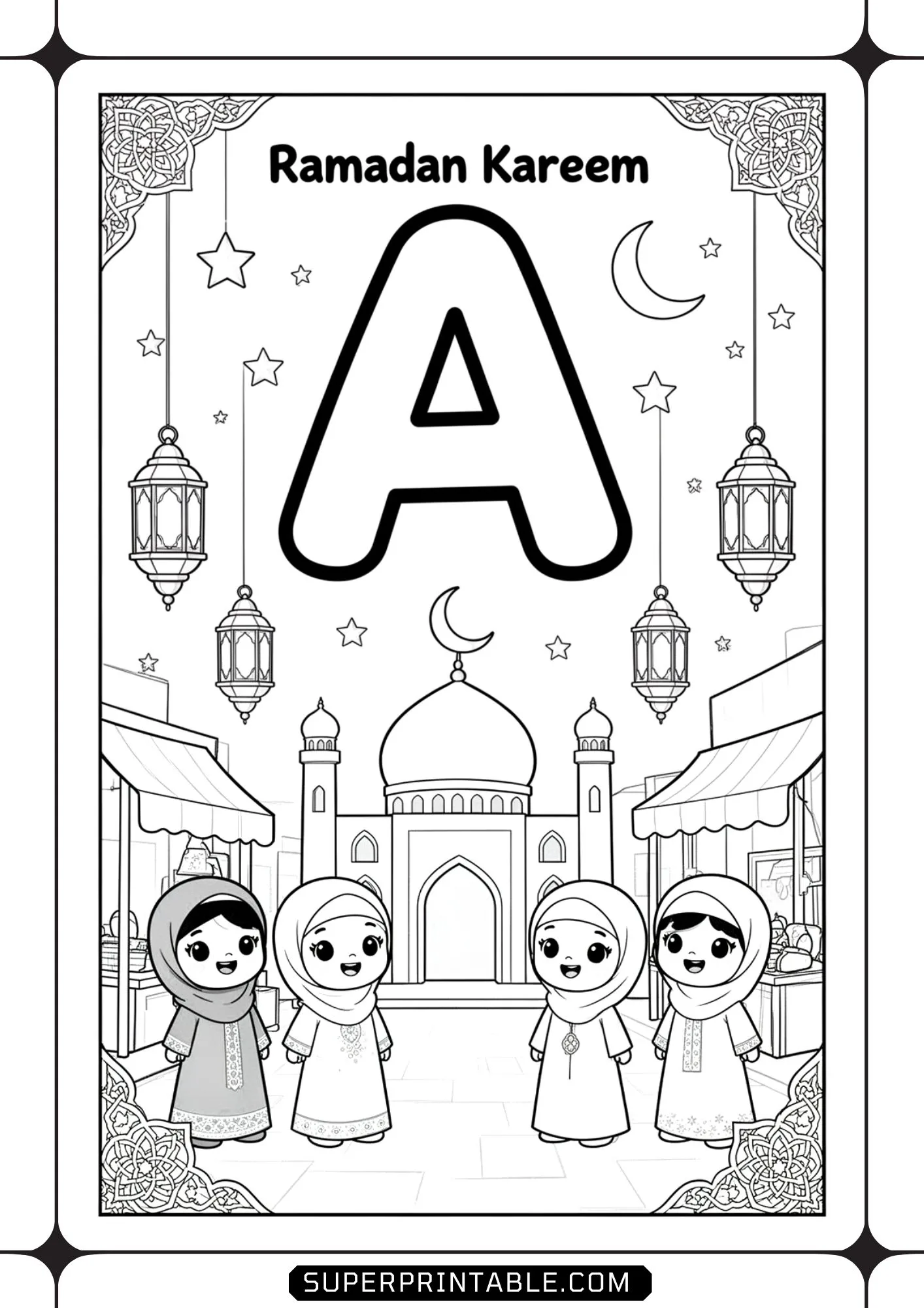 Ramadan Kareem Alphabet Coloring Pages 1
