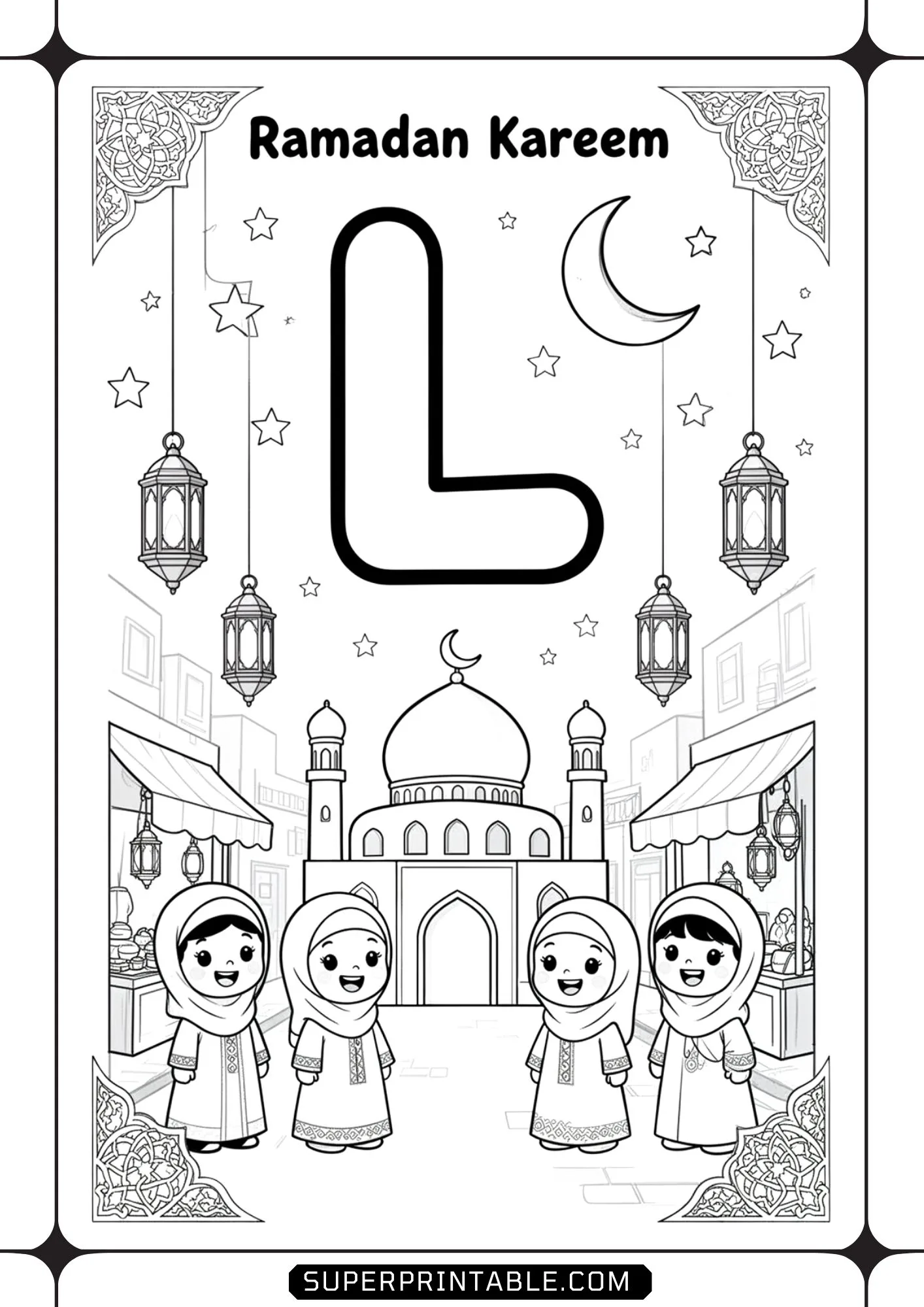 Ramadan Kareem Alphabet Coloring Pages 12