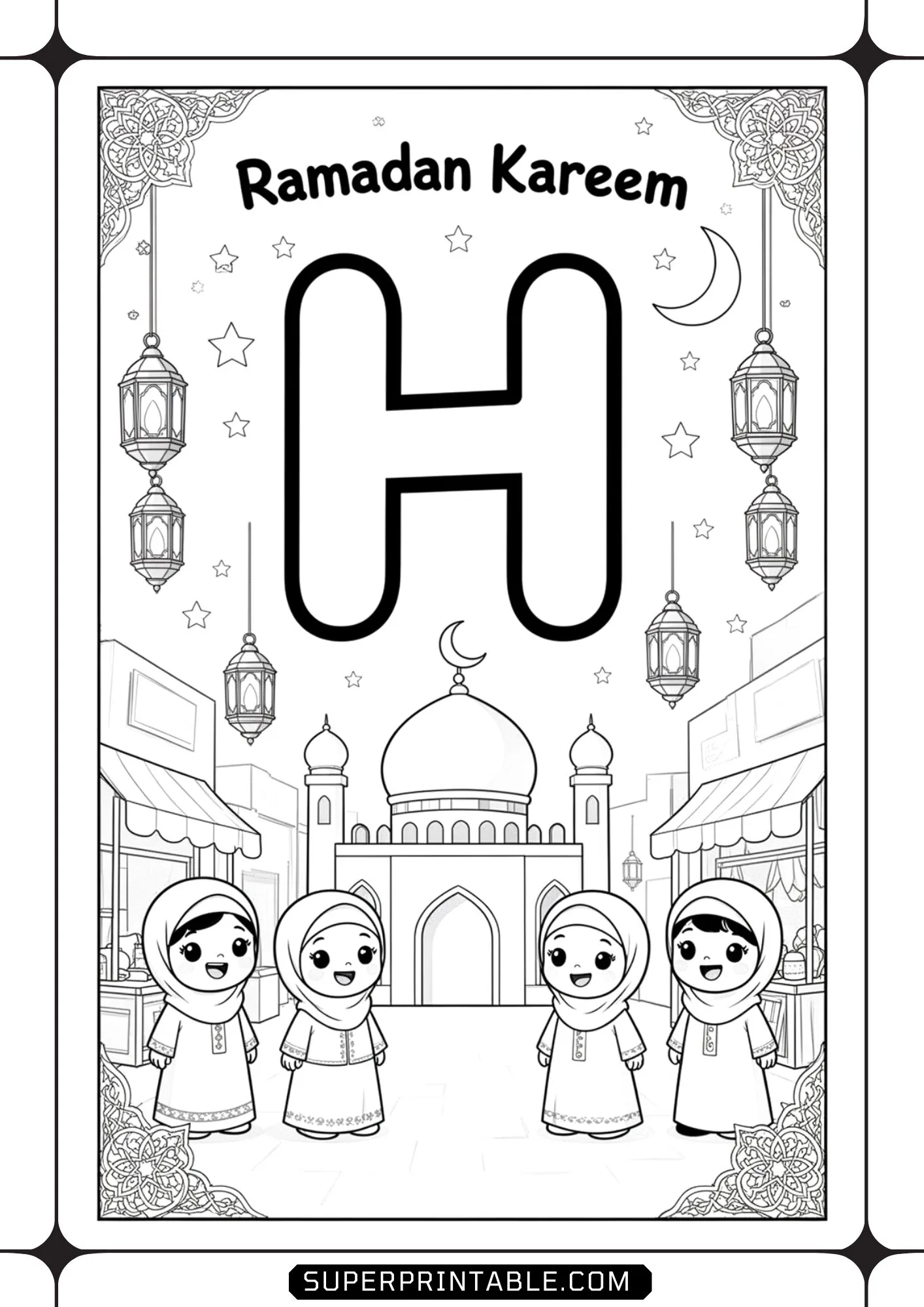 Ramadan Kareem Alphabet Coloring Pages 8