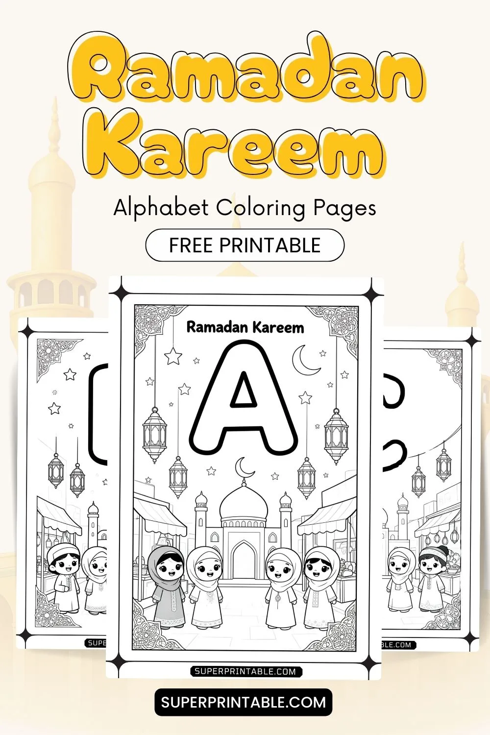 Ramadan Kareem Alphabet Coloring Pages Pinterest Image