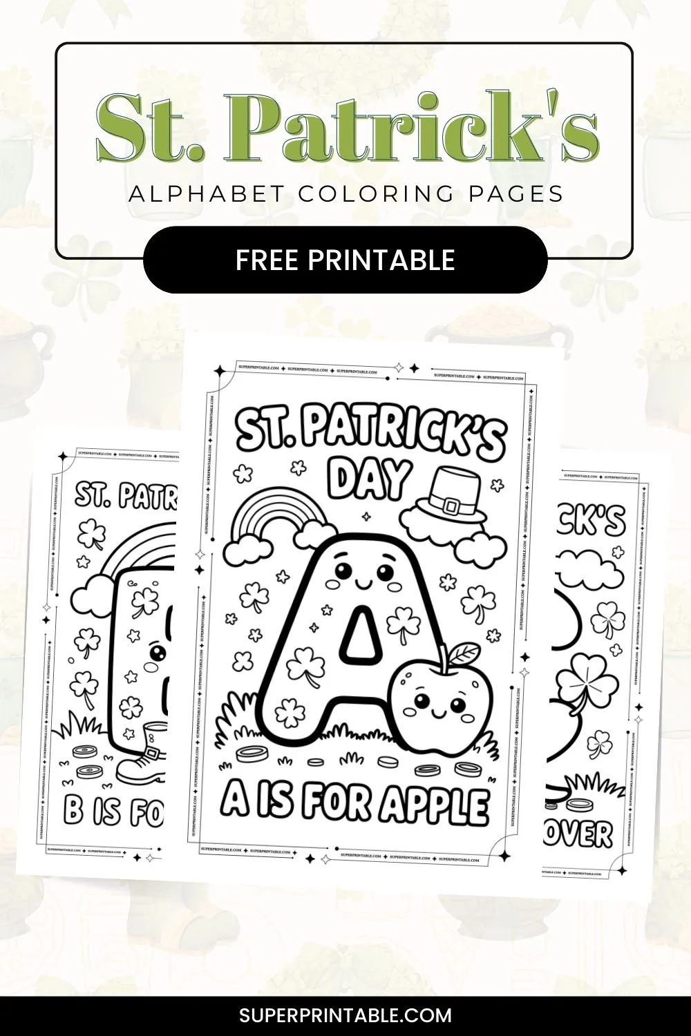 St. Patrick's Alphabet Coloring Pages Pinterest Image