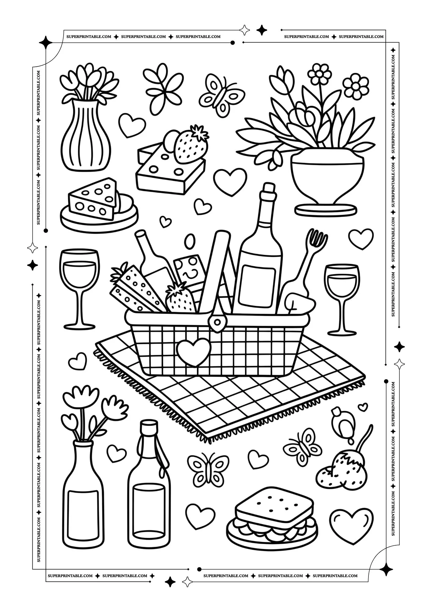 Sticker Style Valentine's Coloring Pages 2