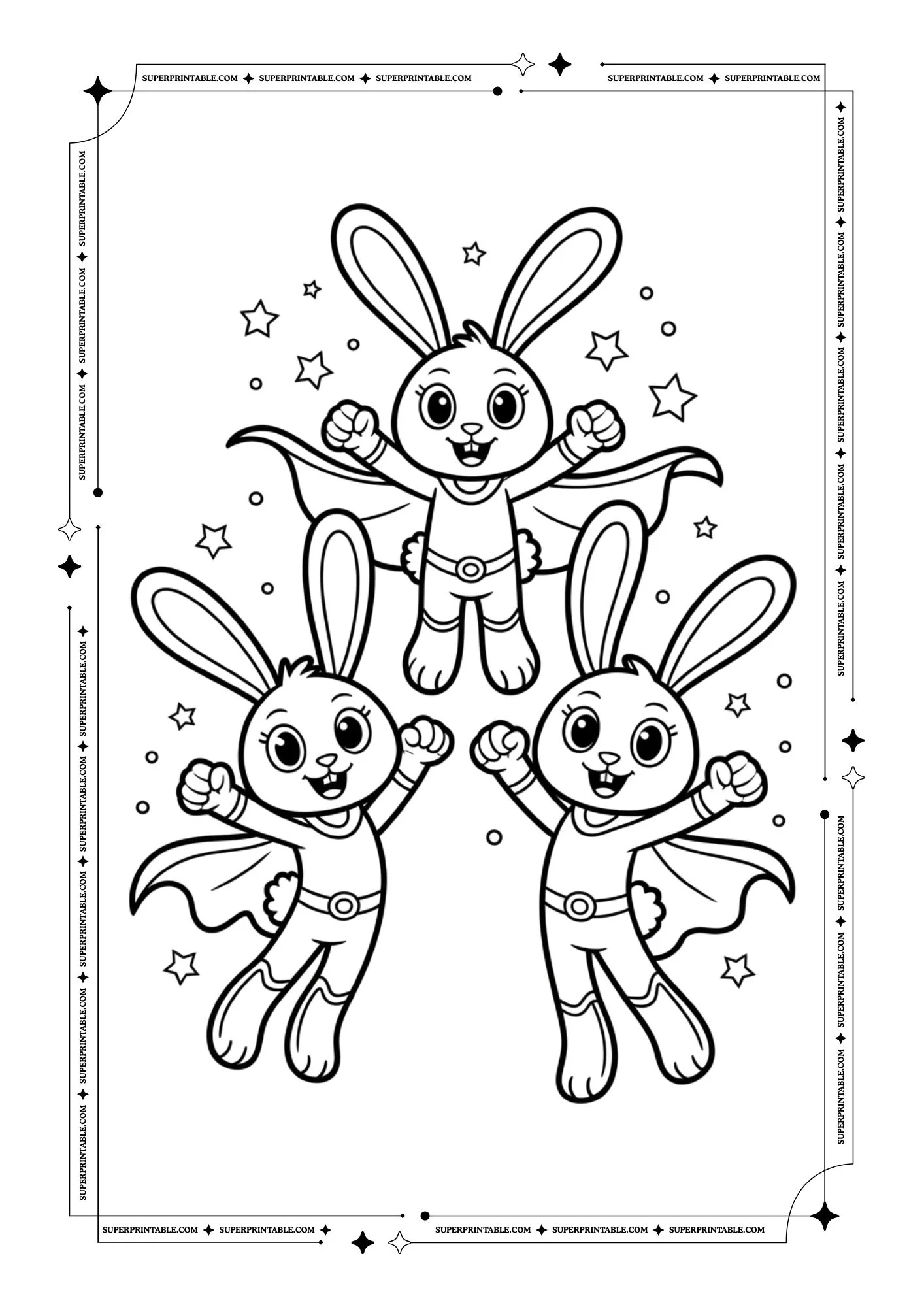Superhero Bunny Coloring Pages 1
