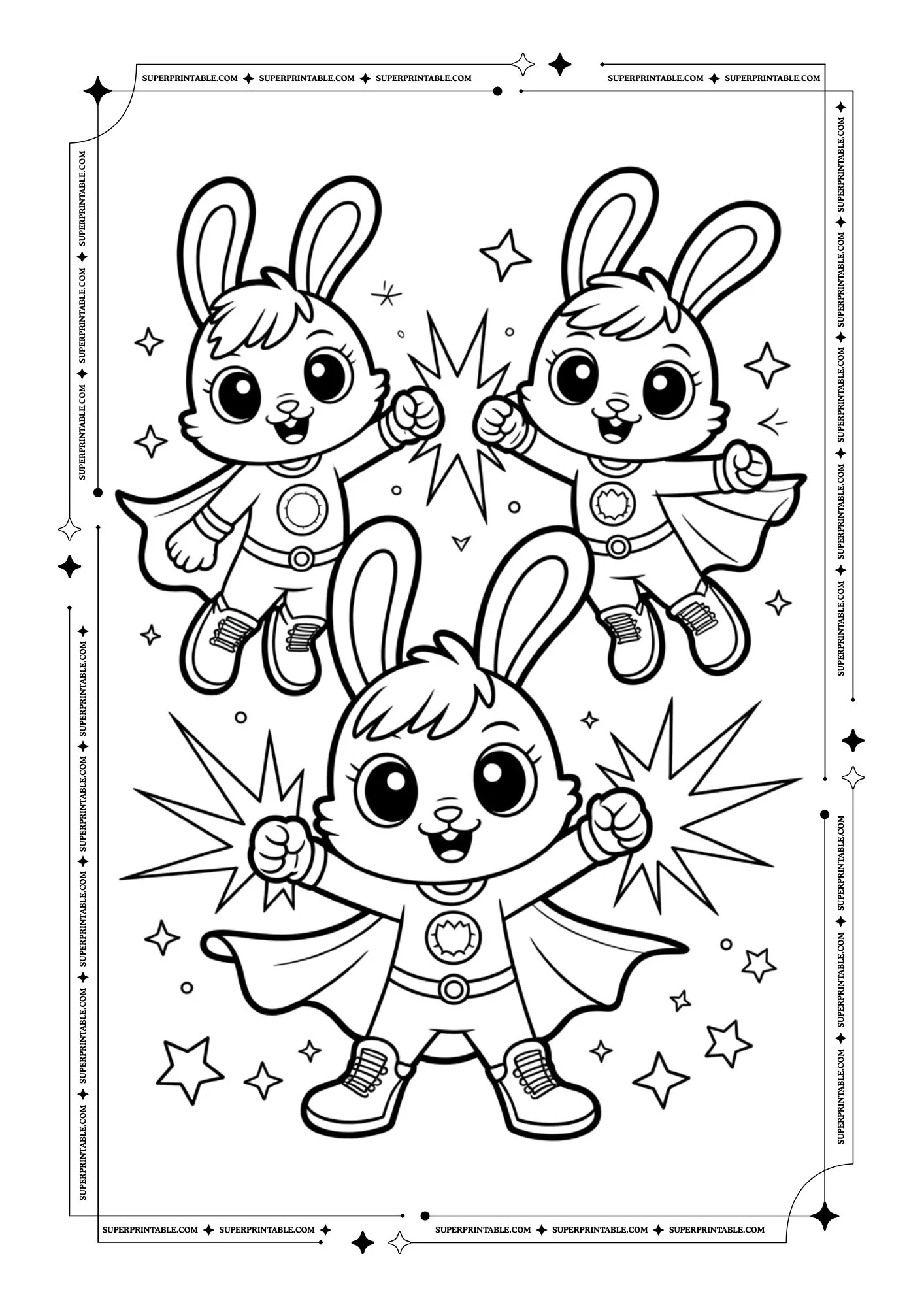 Superhero Bunny Coloring Pages 2