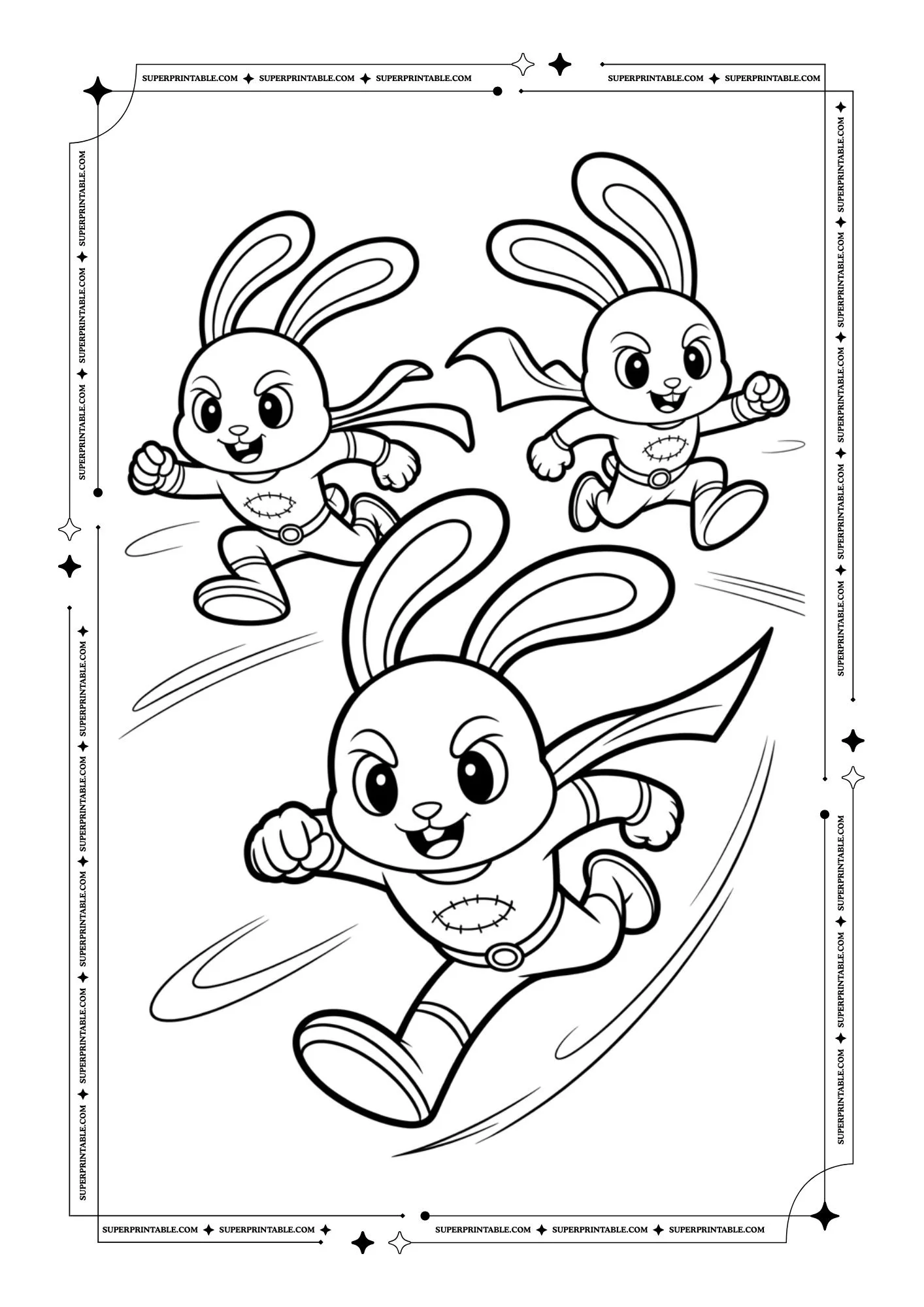 Superhero Bunny Coloring Pages 3