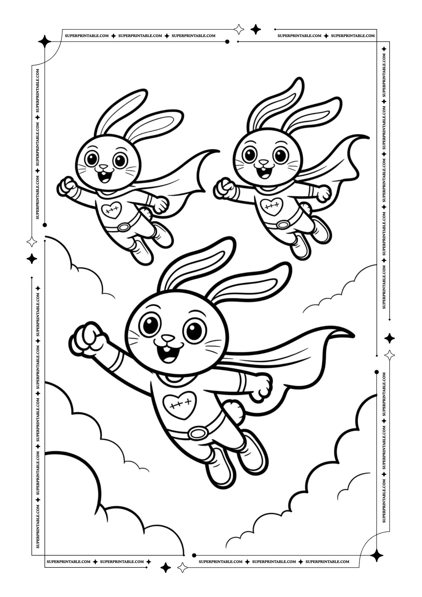 Superhero Bunny Coloring Pages 4