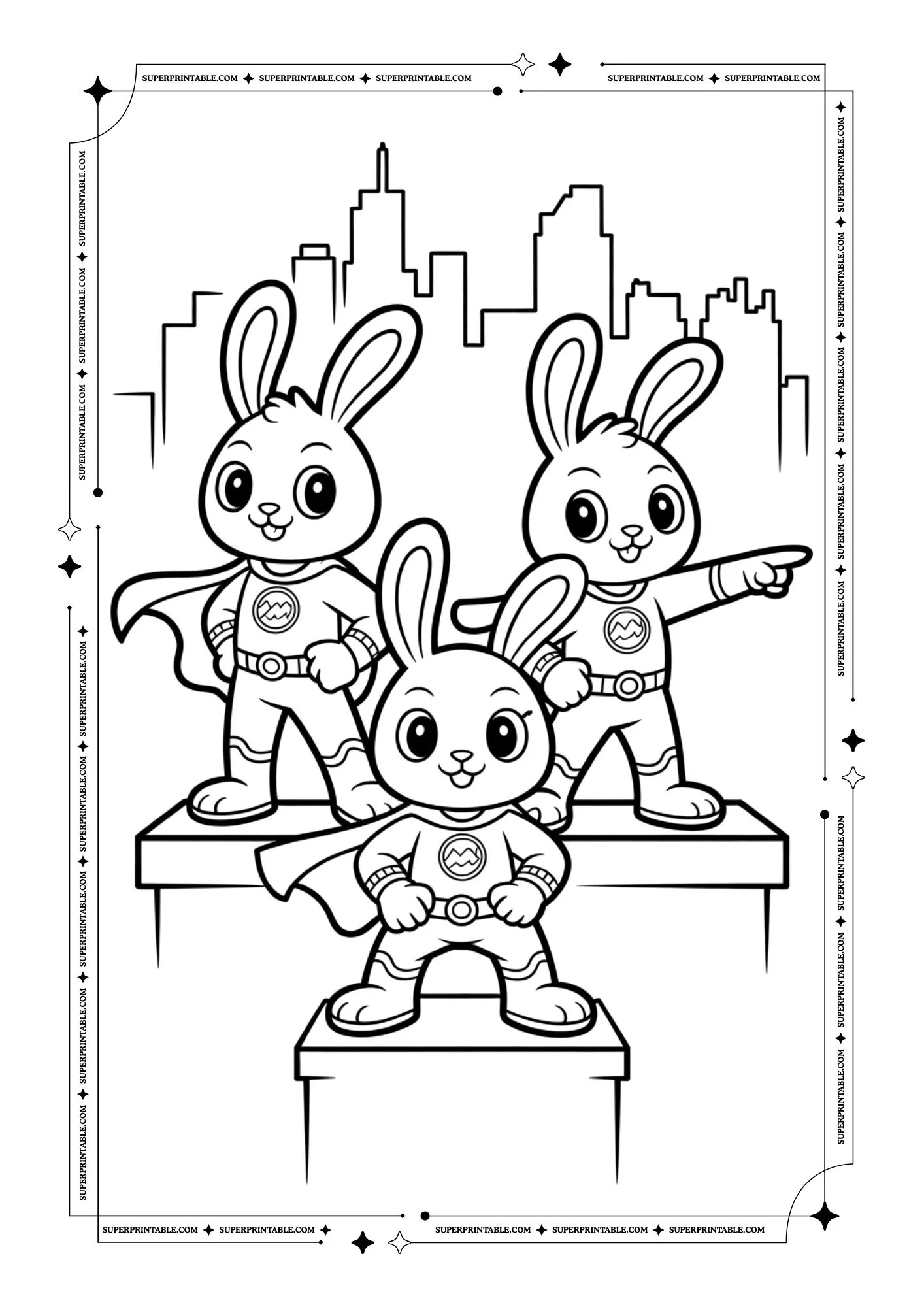 Superhero Bunny Coloring Pages 5