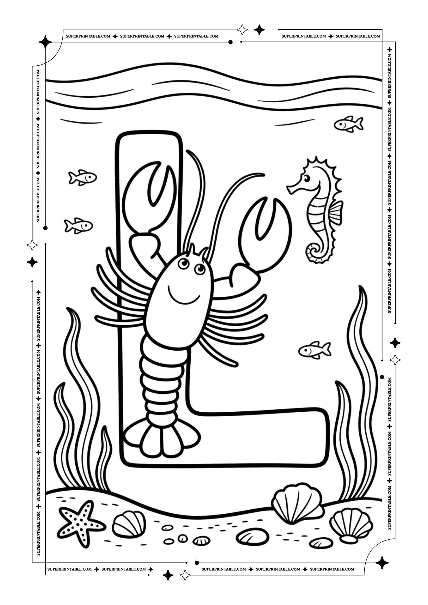 The Underwater Life Alphabet Coloring Pages 12