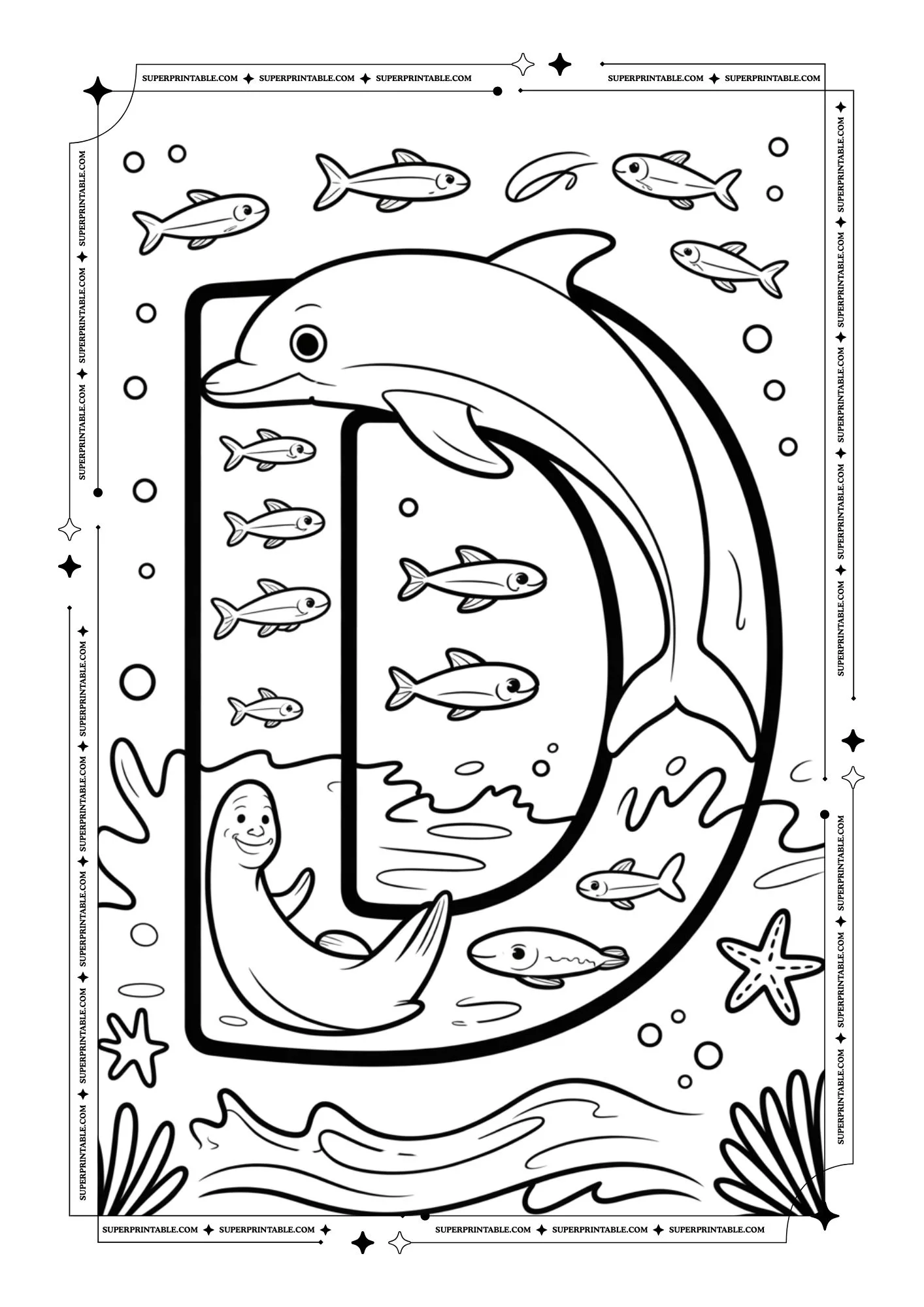 The Underwater Life Alphabet Coloring Pages 4
