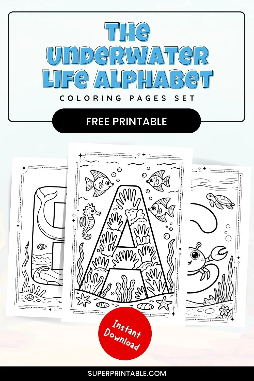 The Underwater Life Alphabet Coloring Pages Pinterest Image