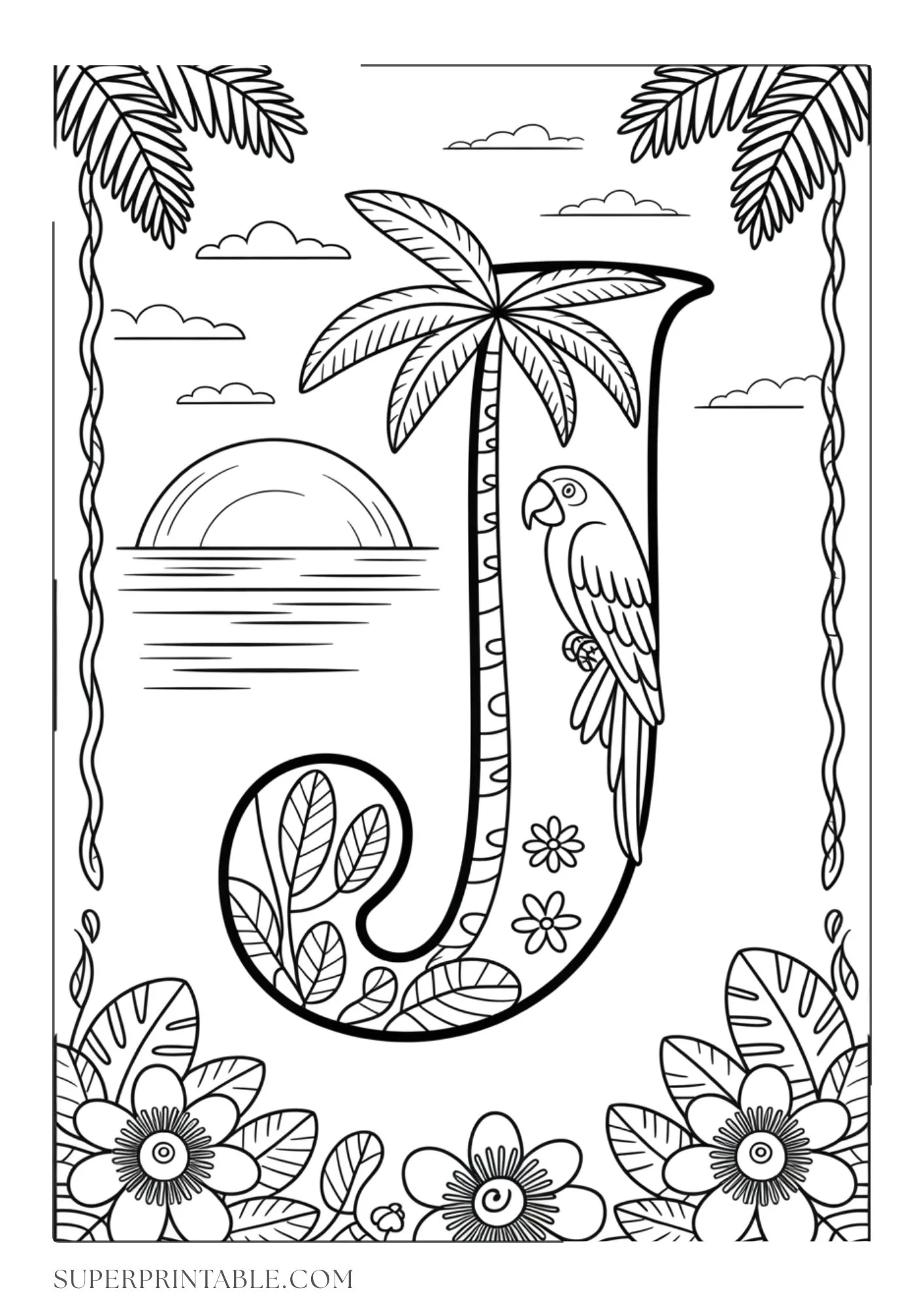 Tropical Alphabet Coloring Pages 10