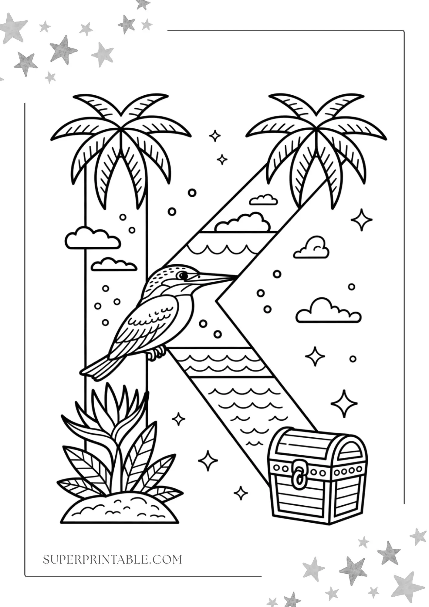Tropical Alphabet Coloring Pages 11