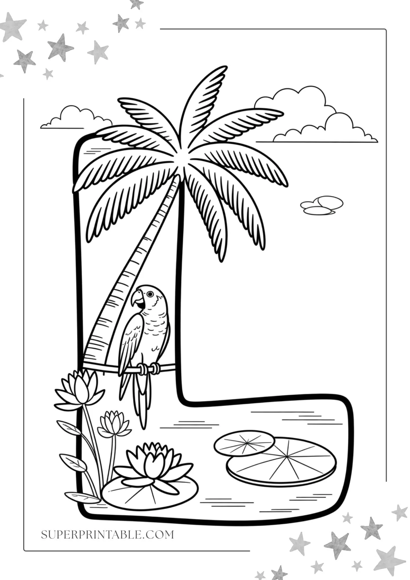 Tropical Alphabet Coloring Pages 12
