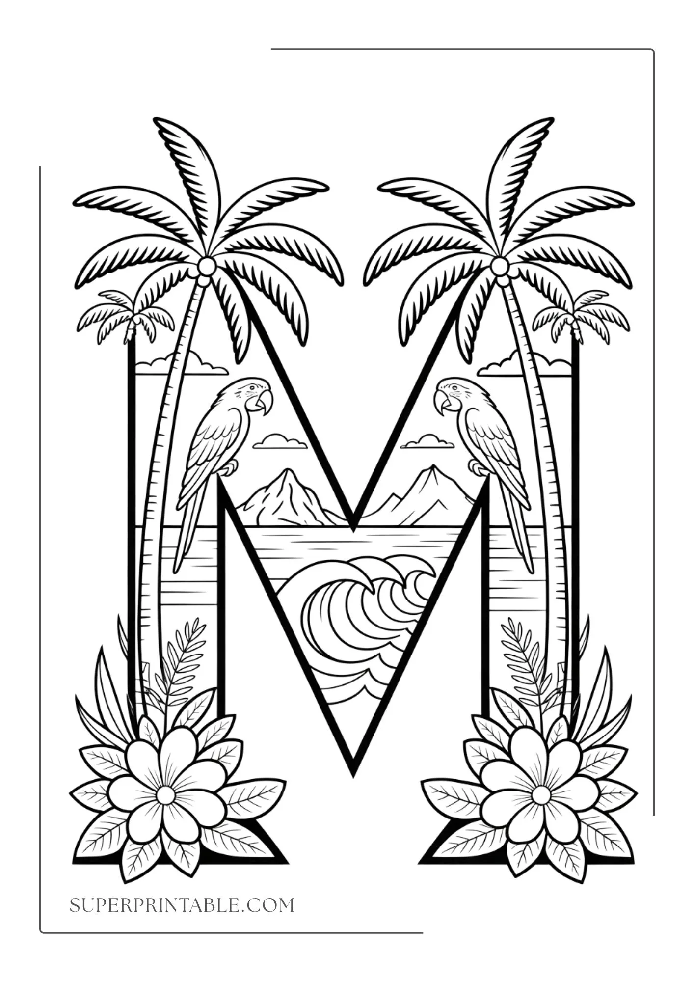 Tropical Alphabet Coloring Pages 13