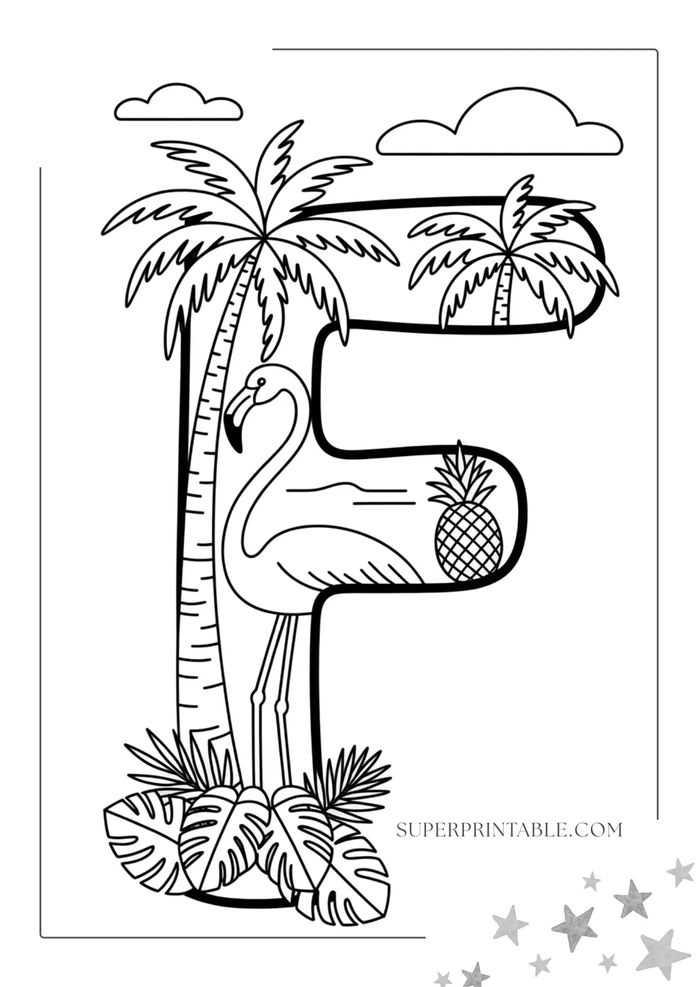 Tropical Alphabet Coloring Pages 6
