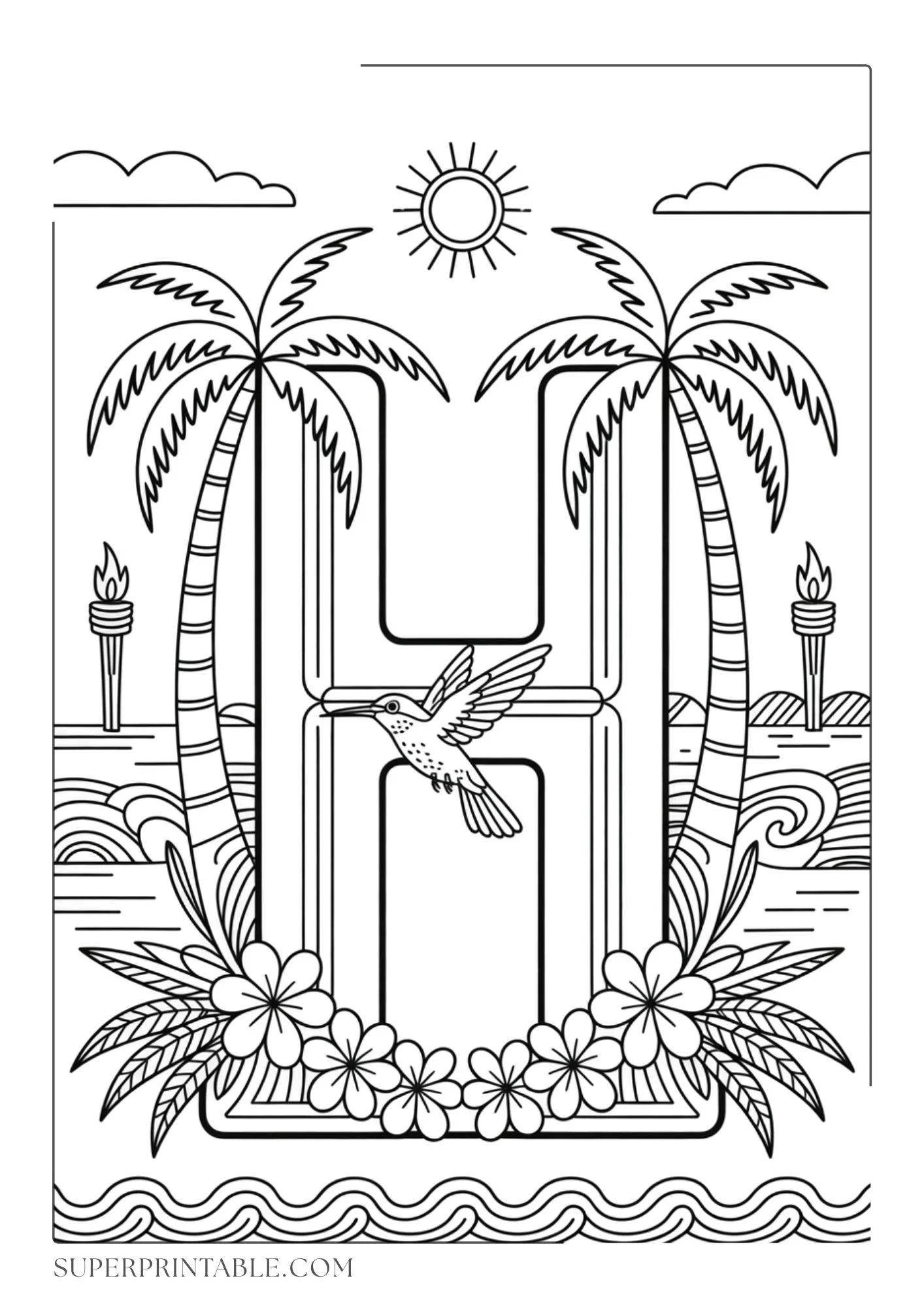 Tropical Alphabet Coloring Pages 8