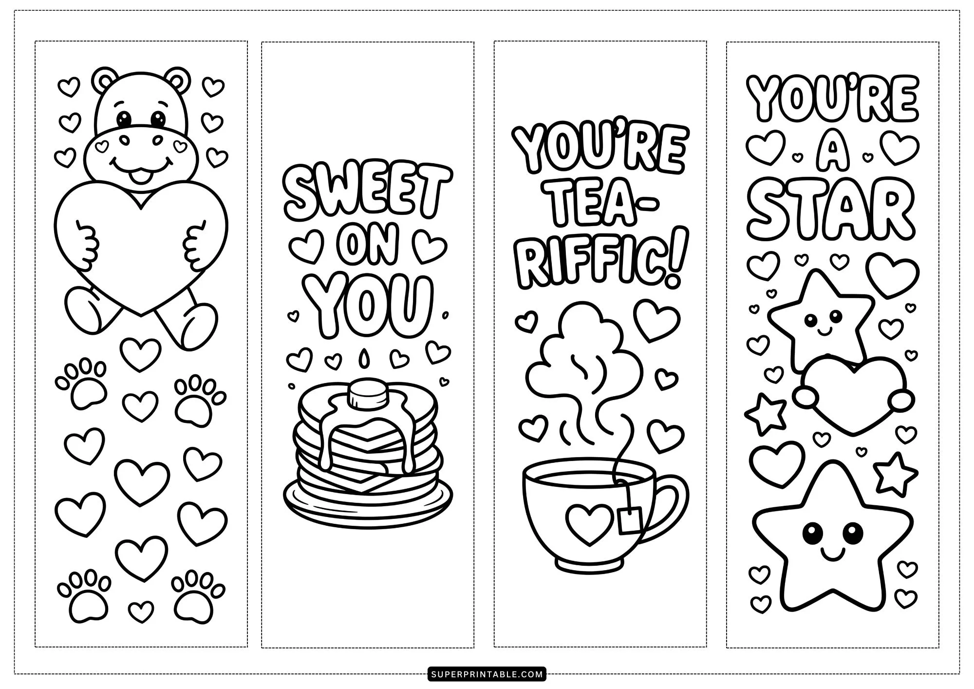 Valentine's Day Bookmarks Coloring Pages 3