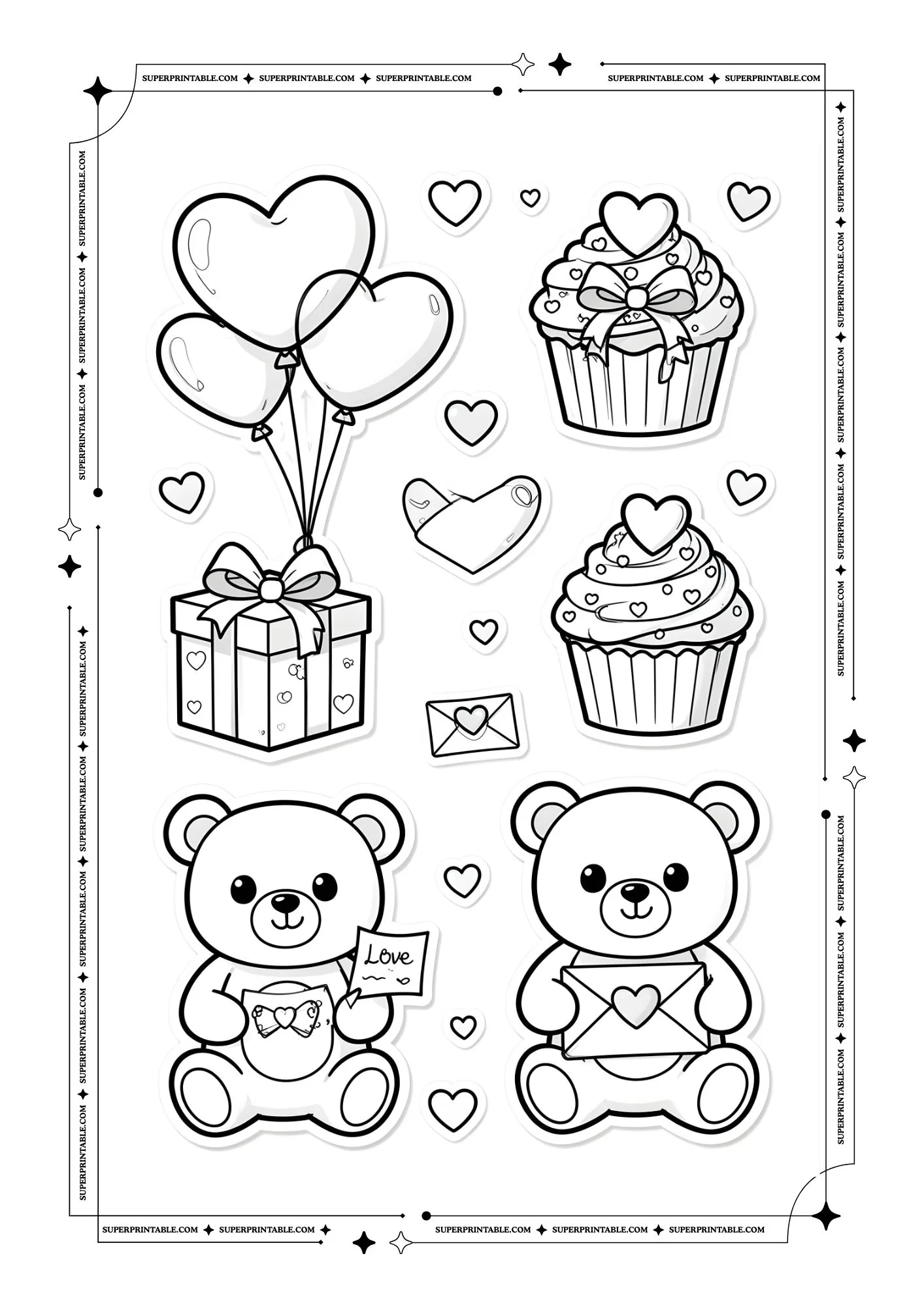 Valentines Sticker Coloring Pages 3