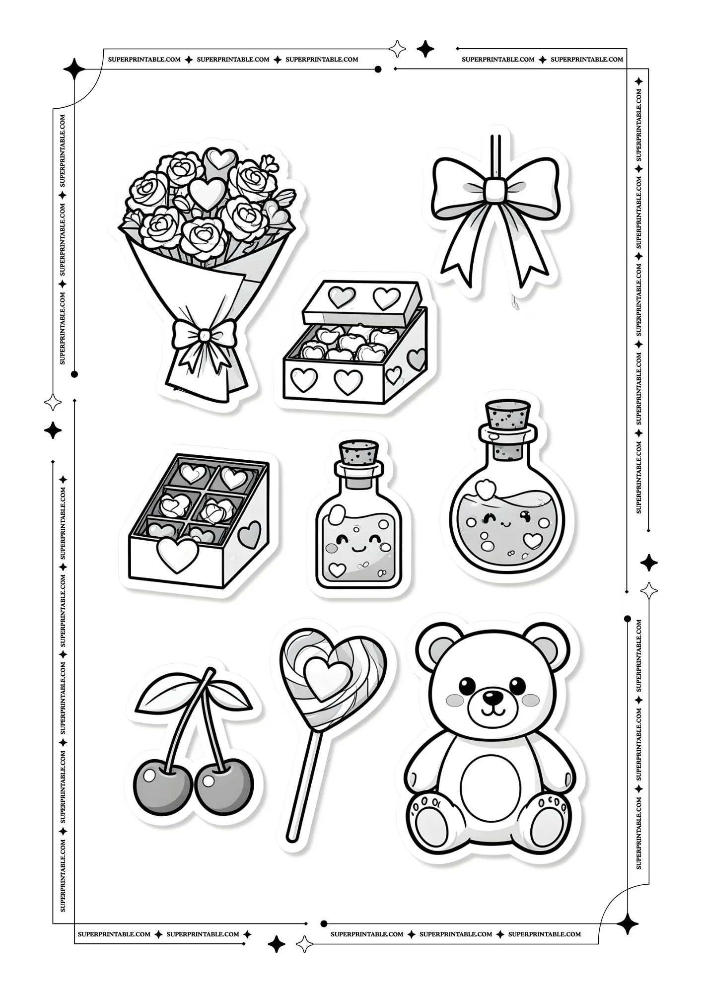 Valentines Sticker Coloring Pages 4