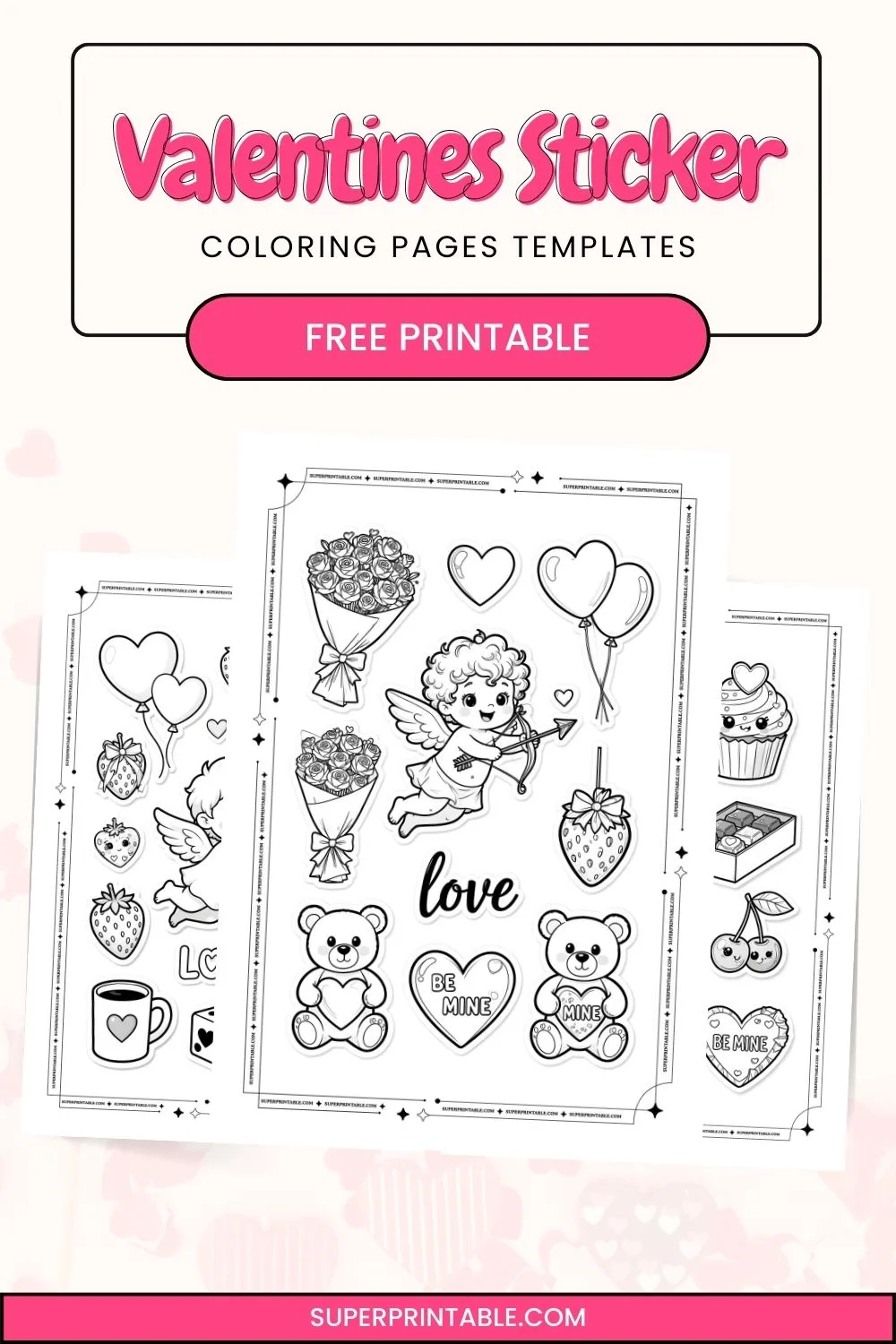 Valentines Sticker Coloring Pages Pinterest Image