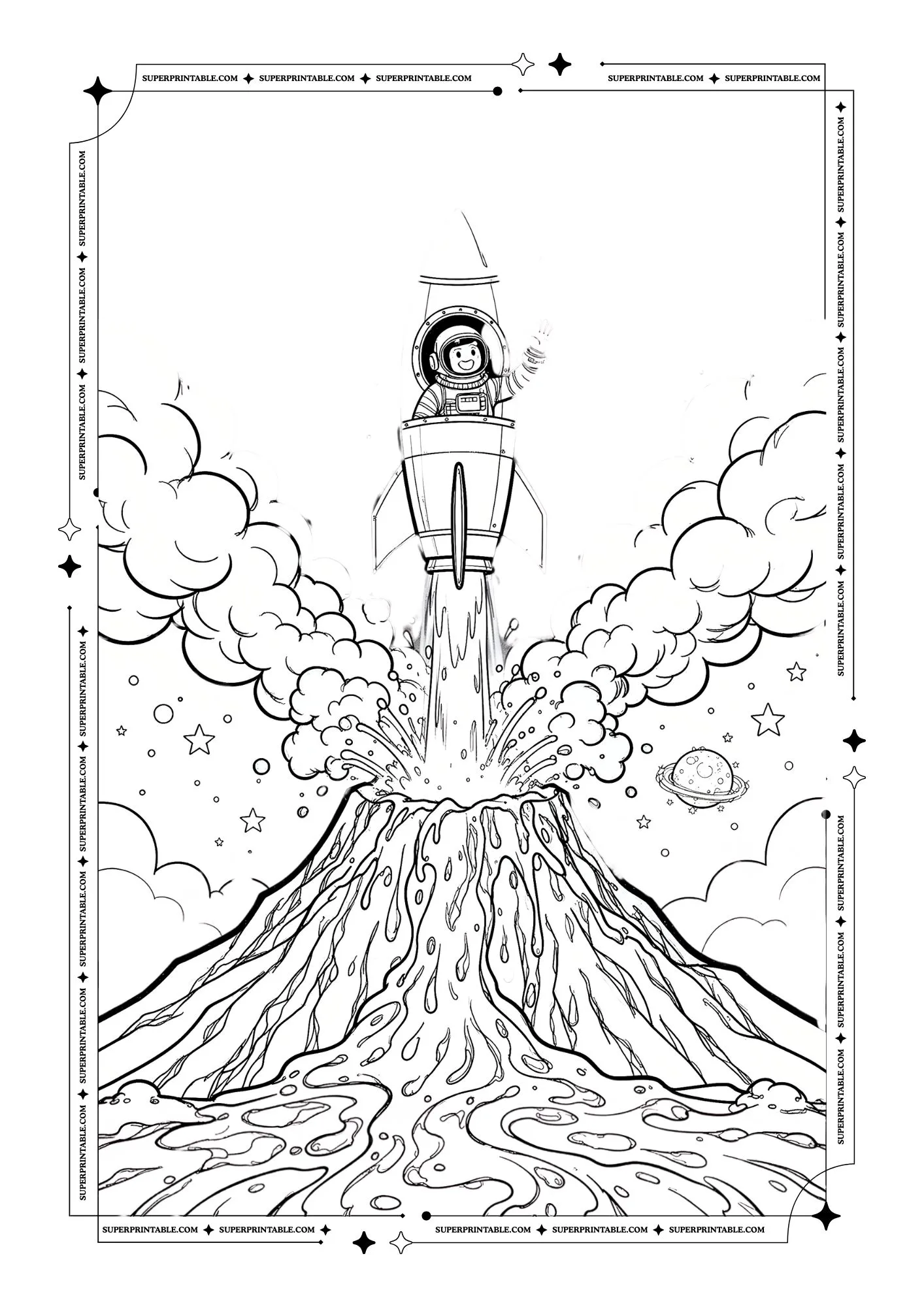 Volcano World Coloring Pages 1
