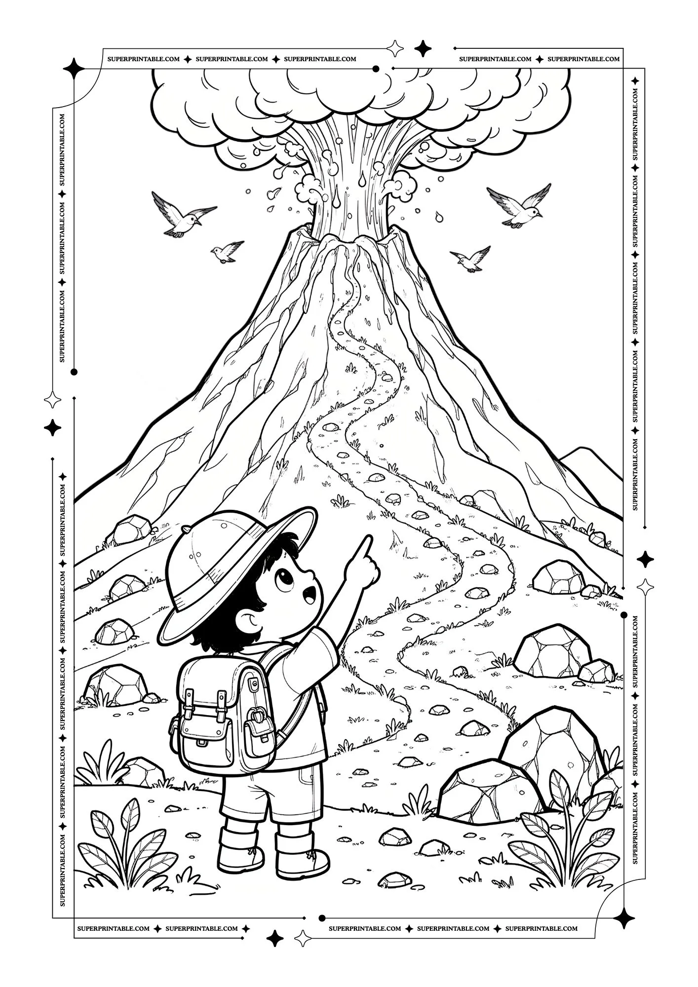 Volcano World Coloring Pages 6