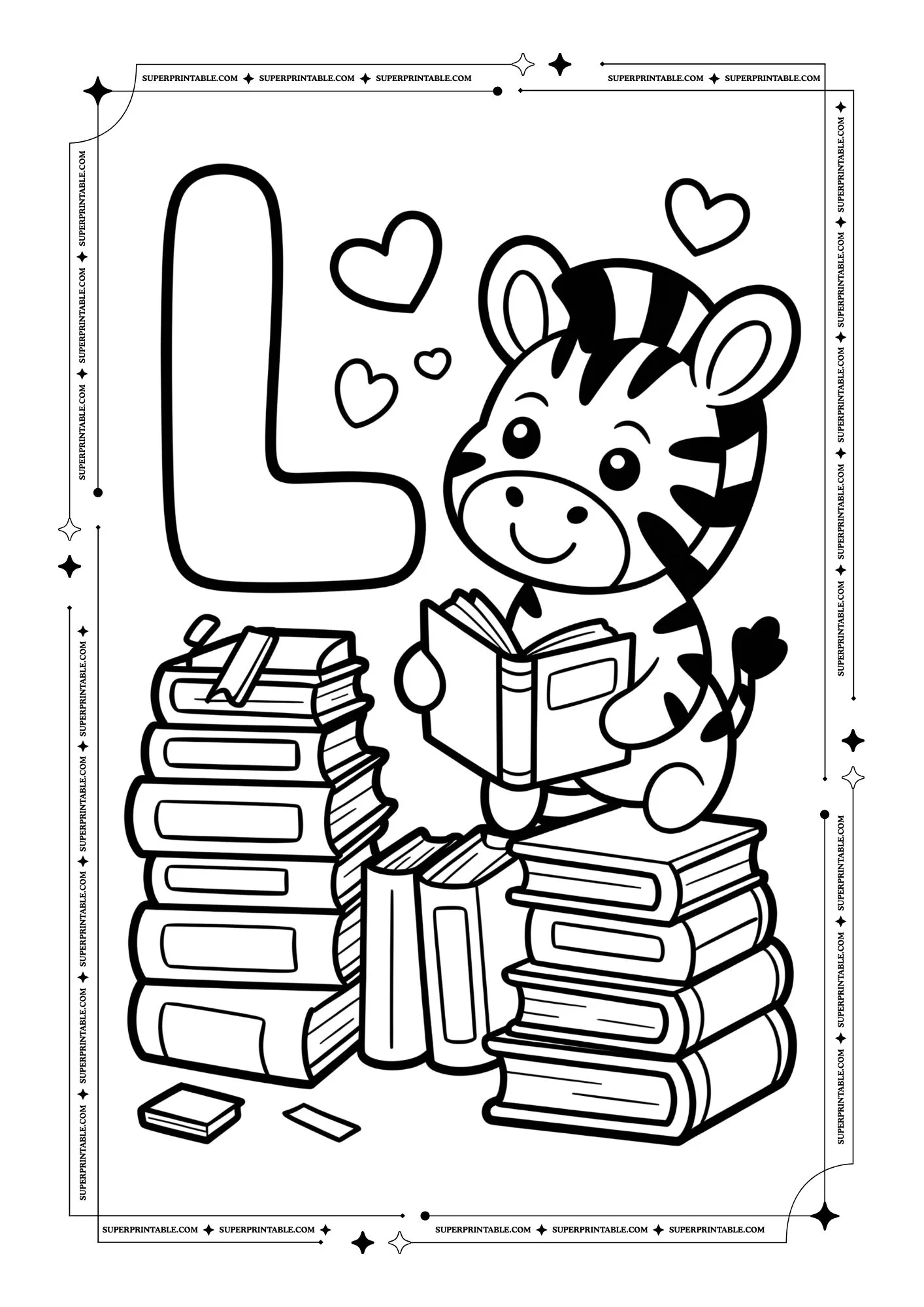 Zebra Alphabet Coloring Pages 12