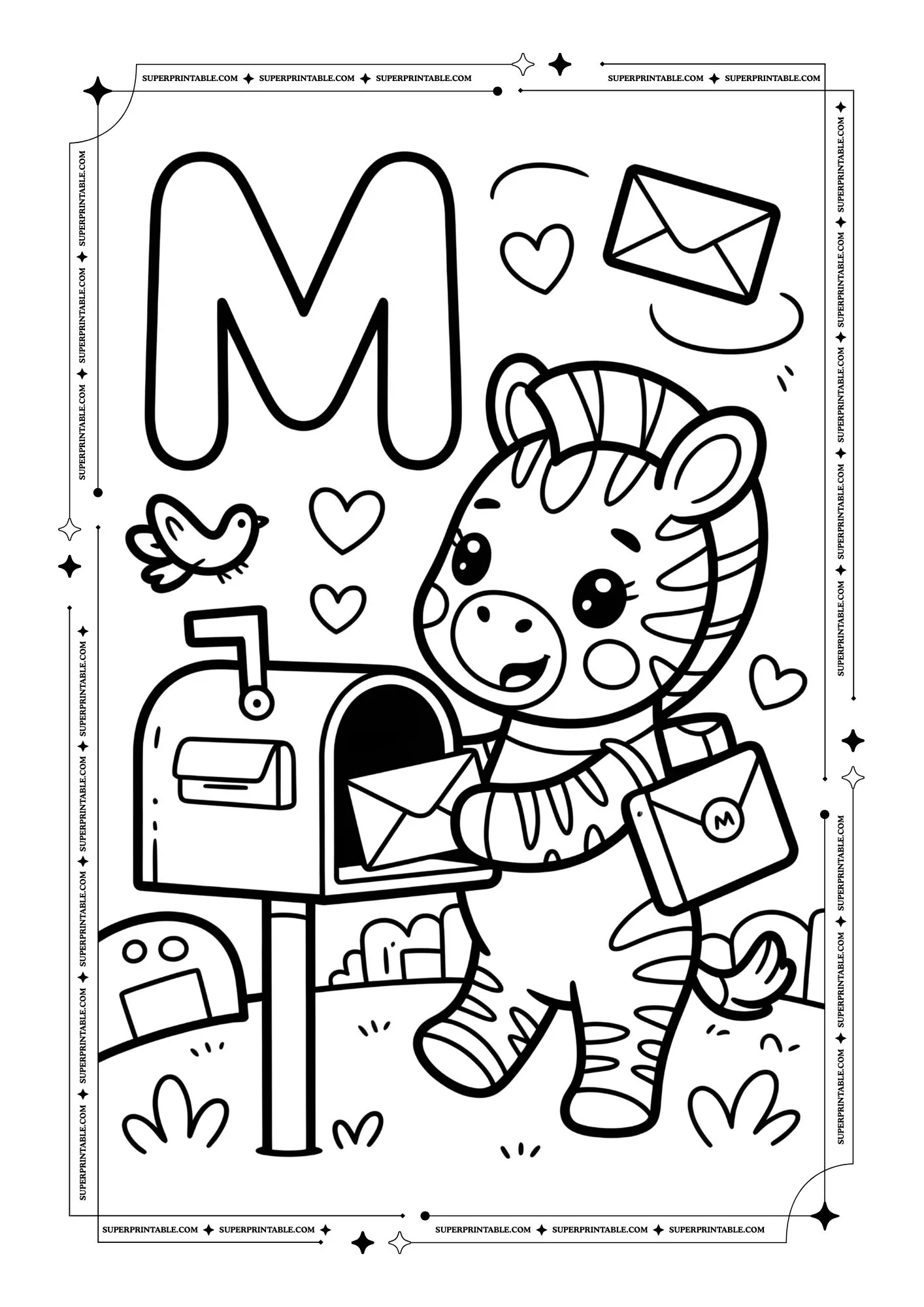 Zebra Alphabet Coloring Pages 13