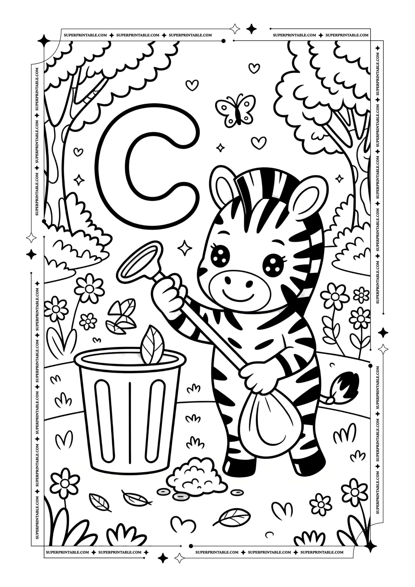 Zebra Alphabet Coloring Pages 3