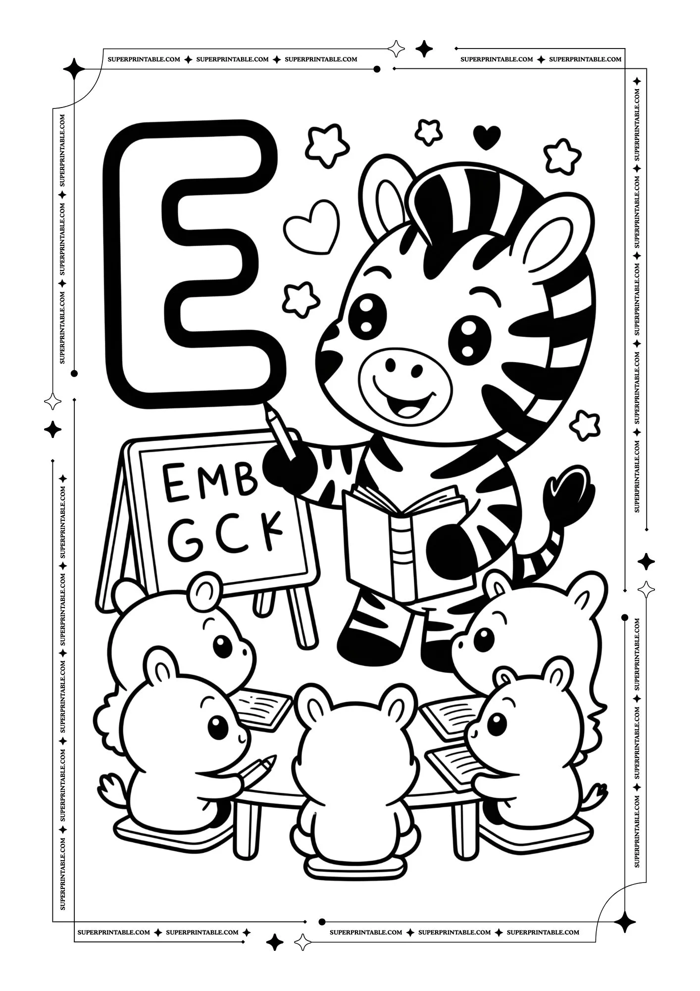 Zebra Alphabet Coloring Pages 5