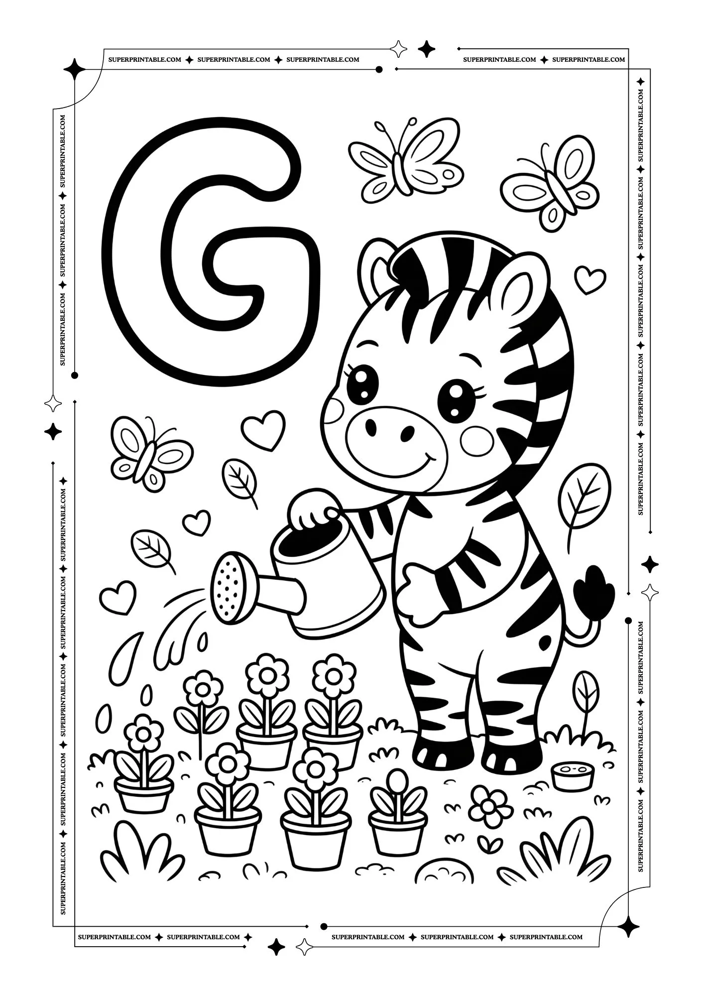 Zebra Alphabet Coloring Pages 7