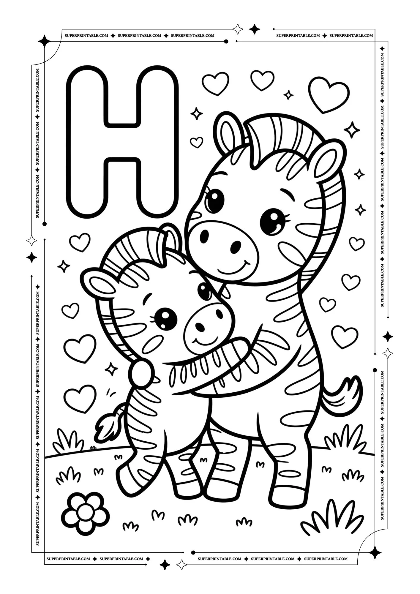 Zebra Alphabet Coloring Pages 8