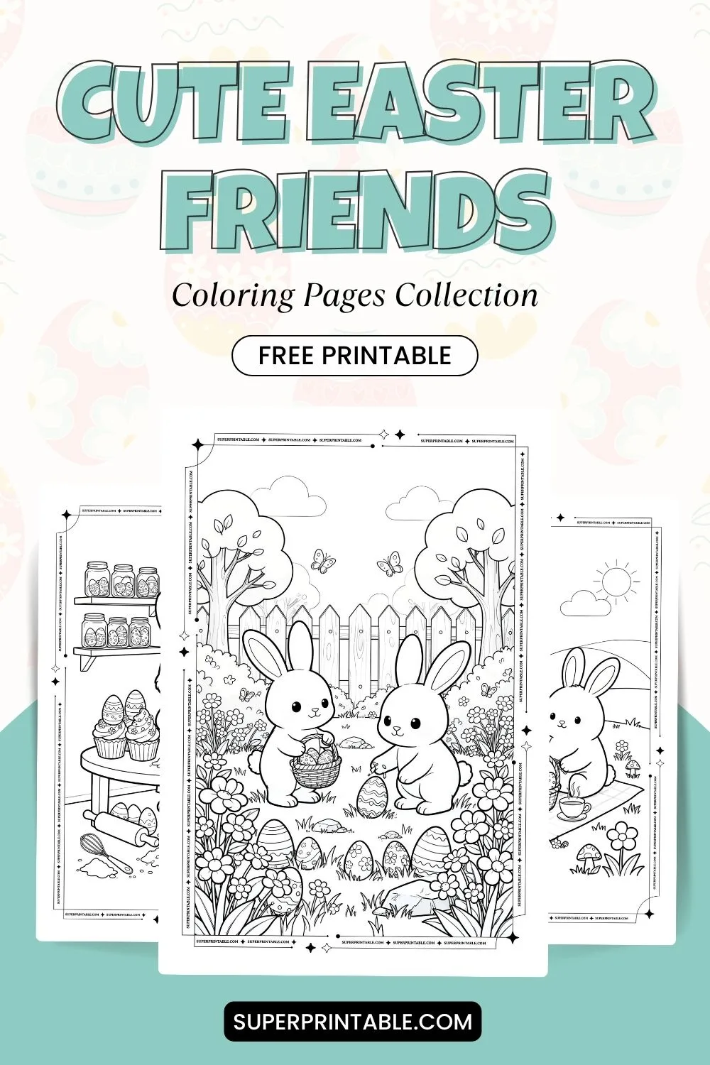 10 Cute Easter Friends Coloring Pages Pinterest Image