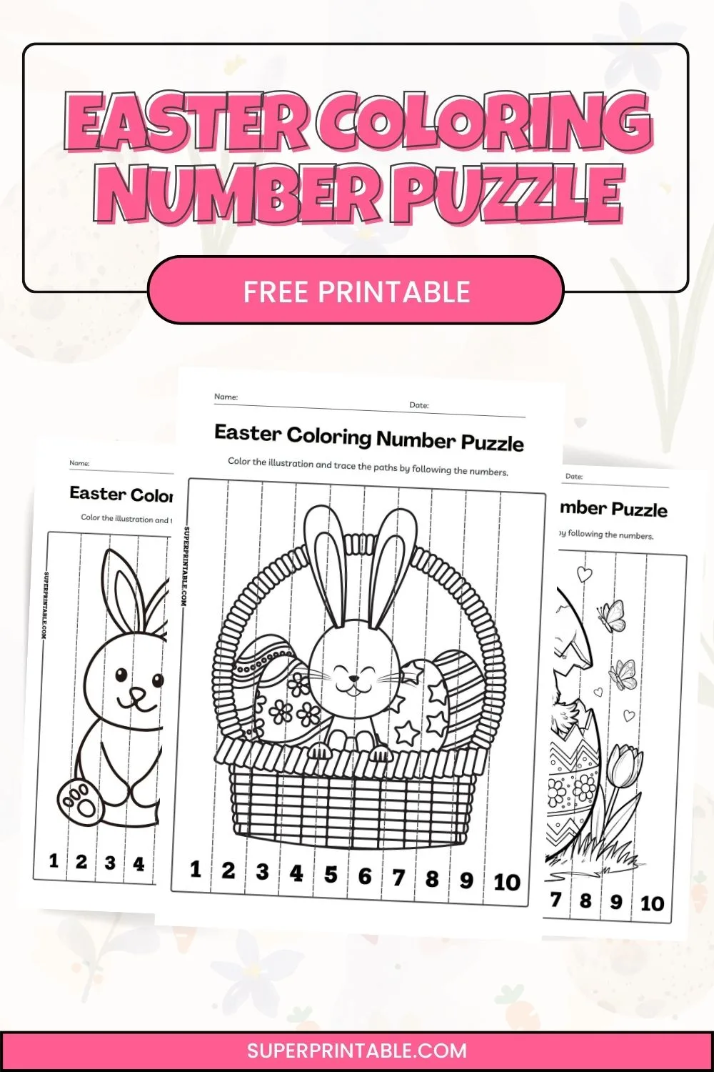 10 Easter Coloring Number Puzzle Pinterest Image