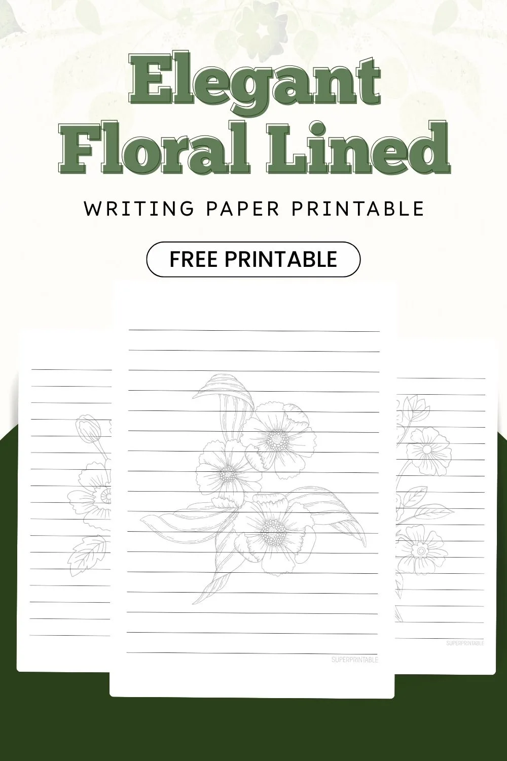 10+ Elegant Floral Lined Writing Paper Printable Pinterest Image