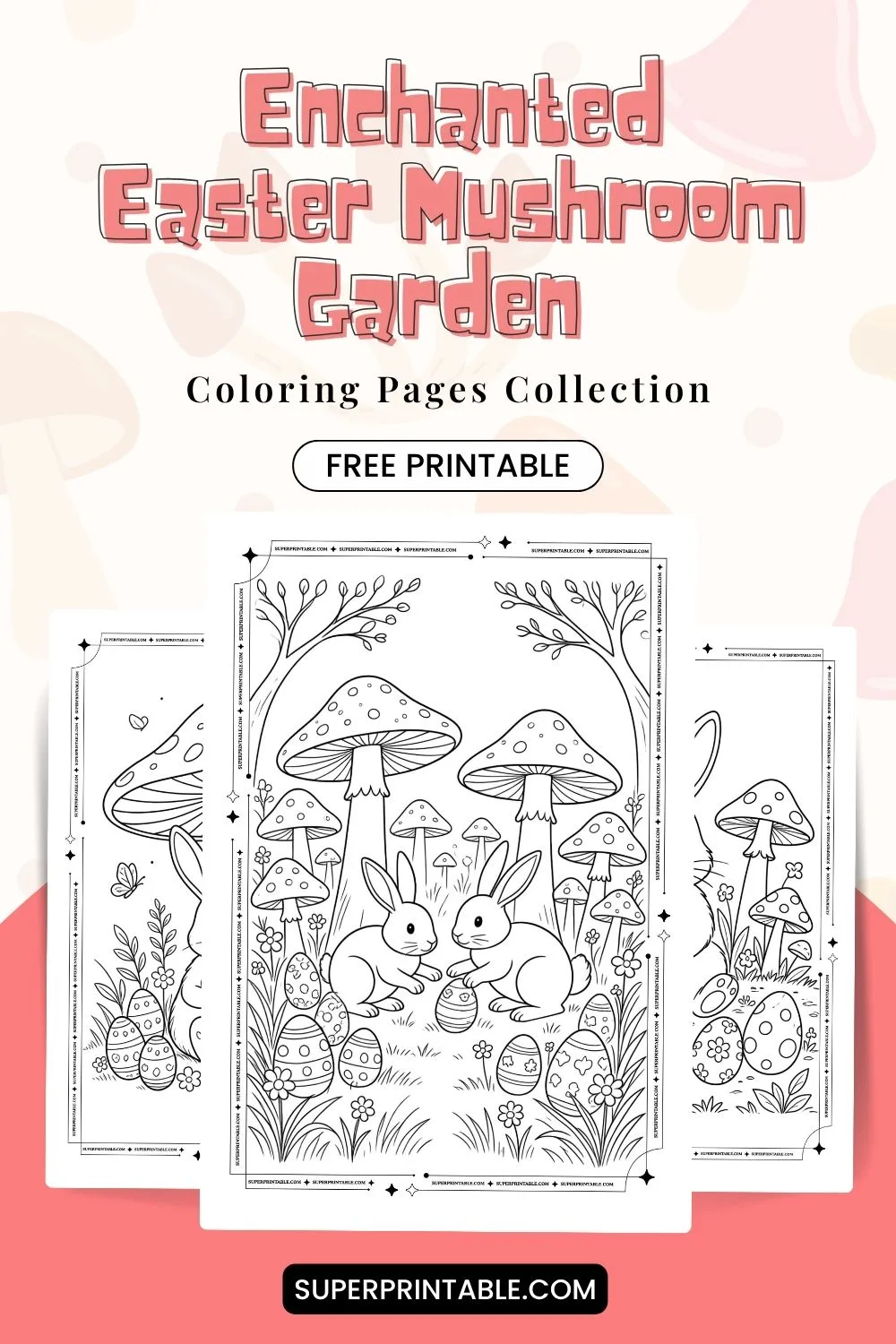 10 Enchanted Easter Mushroom Garden Coloring Pages Pinterest Image