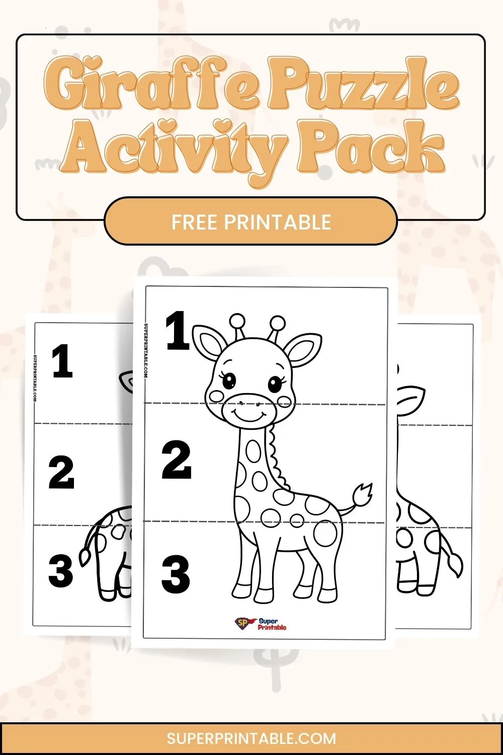 10 Giraffe Puzzle Activity Pinterest Image