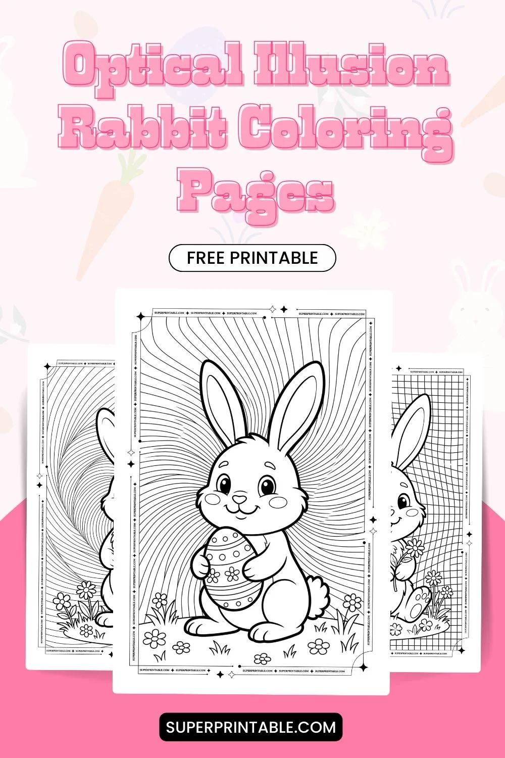 10+ Optical Illusion Rabbit Coloring Pages Printable Pinterest Image