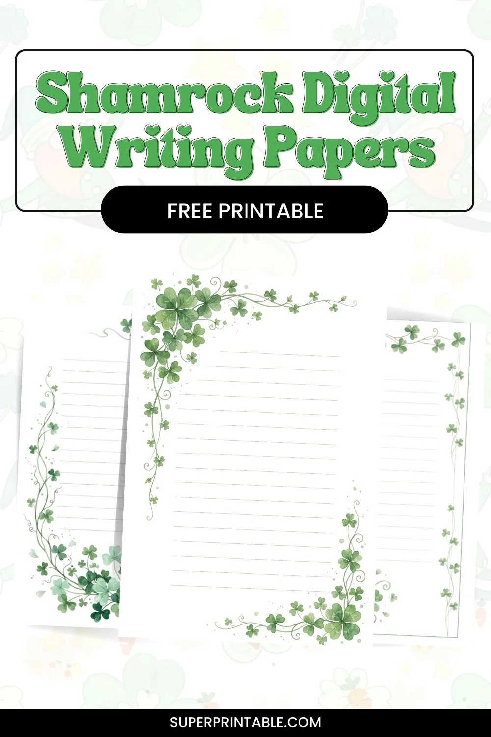 10+ Shamrock Digital Writing Papers Pinterest Image